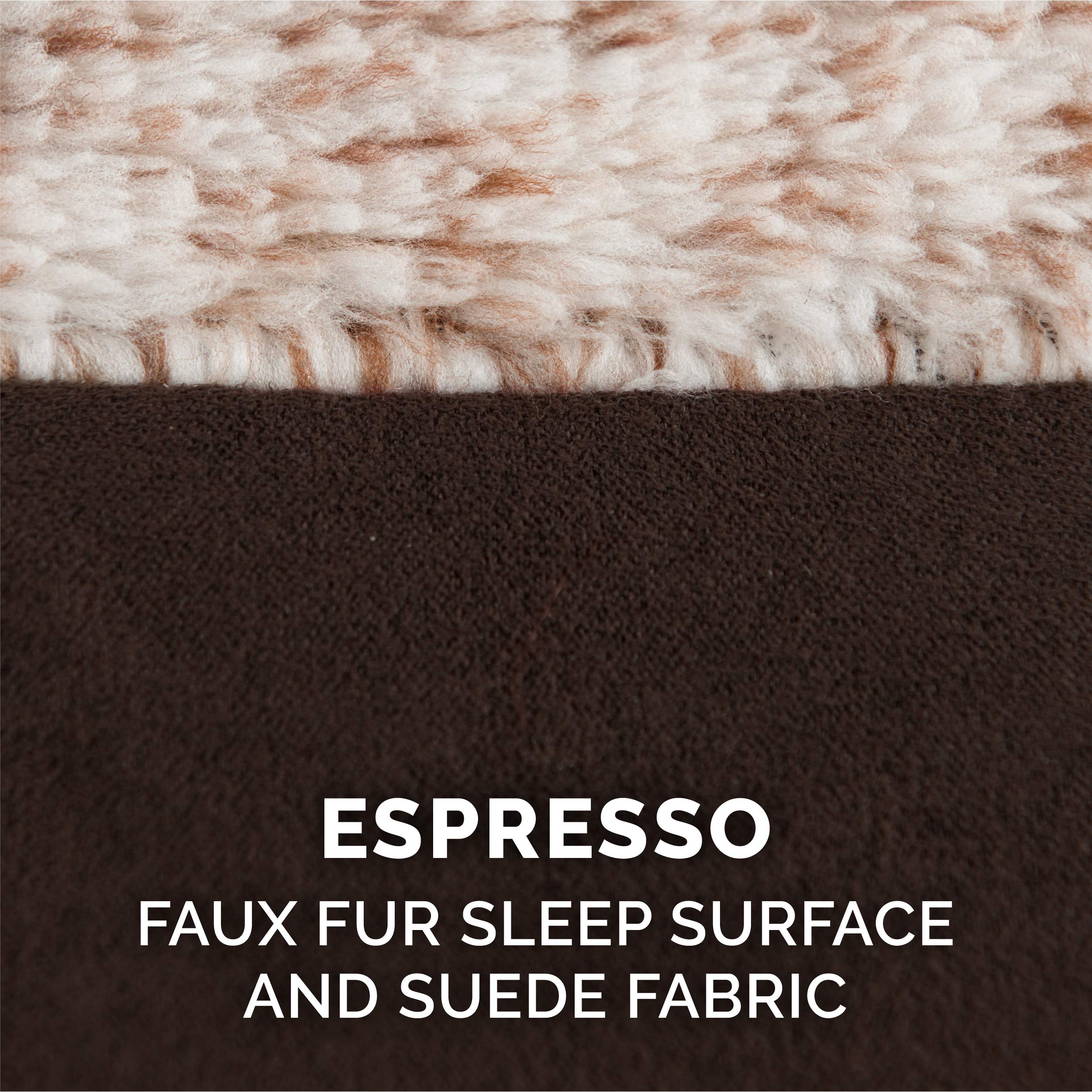 Furhaven Orthopedic Dog Bed For Large Dogs W/ Removable Bolsters & Washable Cover, For Dogs Up To 125 Lbs - Two-Tone Plush Faux Fur & Suede L Shaped Chaise - Espresso, Jumbo Plus/Xxl