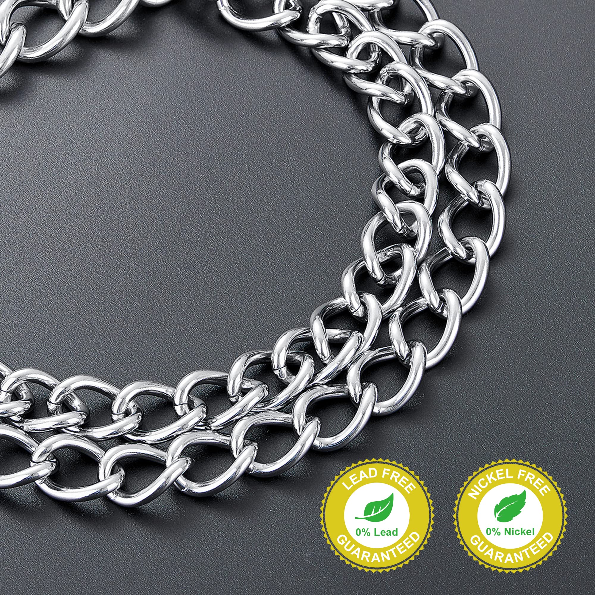 W/W Lifetime Dog Chain Collar Walking Metal Chain Collar With Design Secure Buckle, Cuban Link 24Mm Strong Heavy Duty Chew Proof
