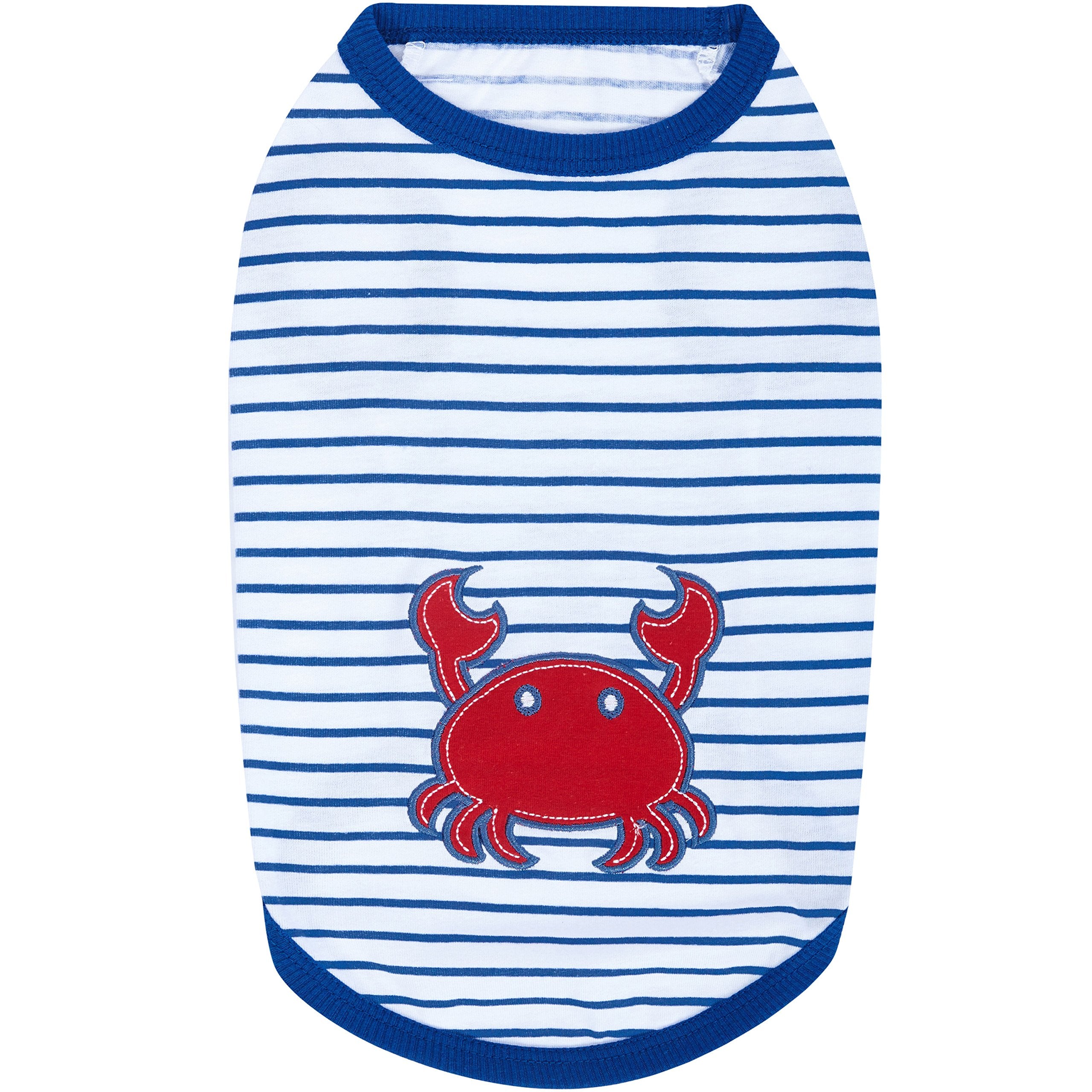 Blueberry Pet Soft & Comfy Summer Vacation Beach Cotton Dog T-Shirts, 2 Pack, Sunshine Sea Lover Striped Shirts Tank Top Clothes
