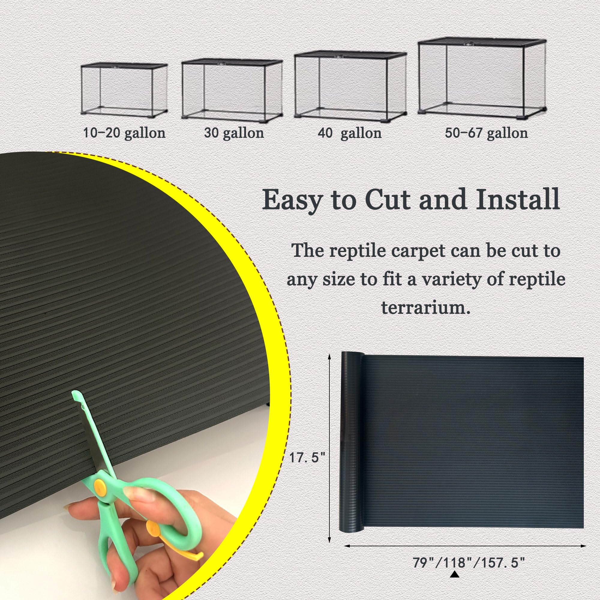 Luckitty Arbitrary Cutting Terrarium Reptile Carpet, Reptile Mat, Bearded Dragon Tank Accessories Flooring, Bearded Dragon, Leop