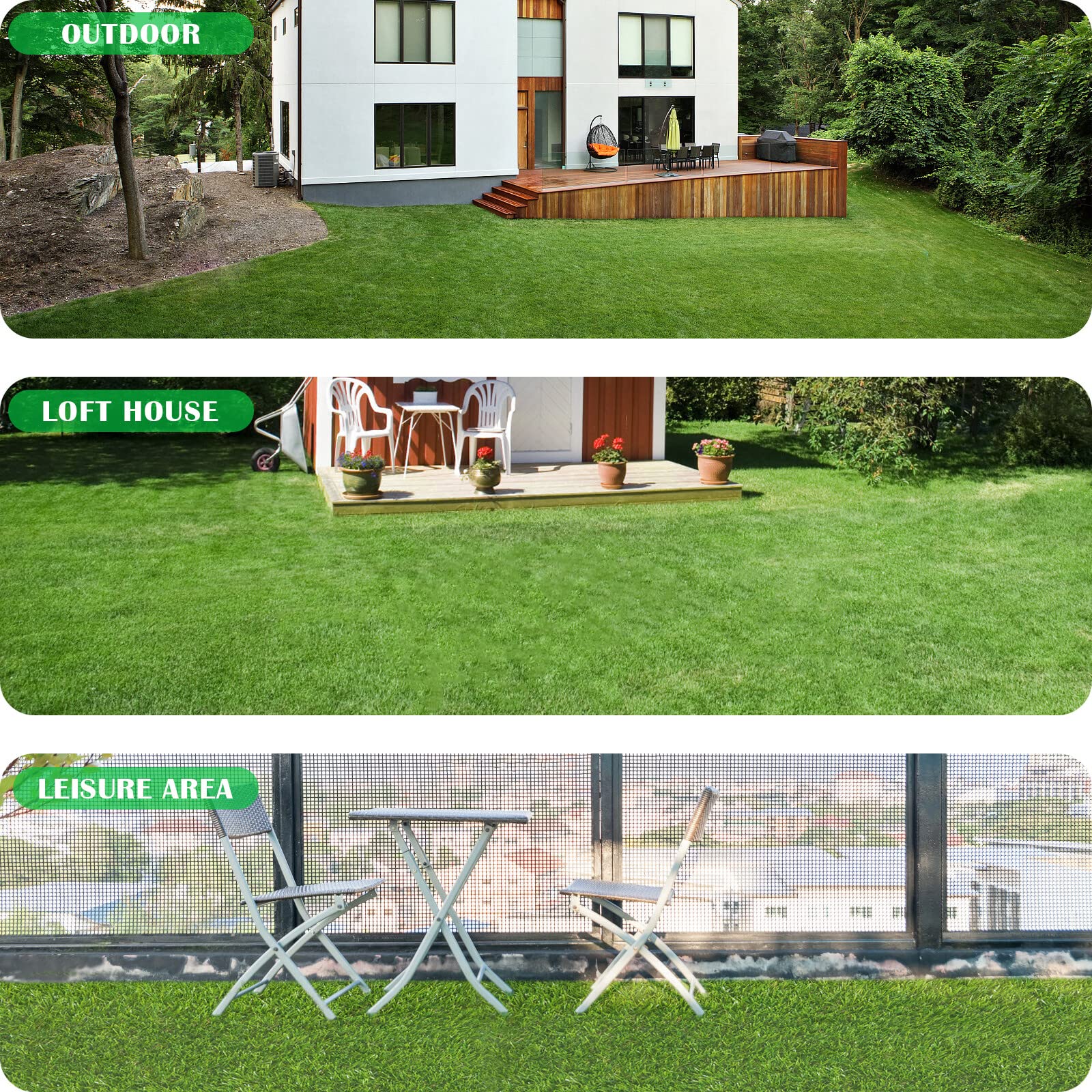 Zgr Artificial Garden Grass 6 Ft X 10 Ft Premium Lawn Turf, Realistic Fake Grass, Synthetic Turf, Thick Pet Turf, Fake Faux Grass Rug With Drainage Holes Indoor/Outdoor Landscape Customized Available
