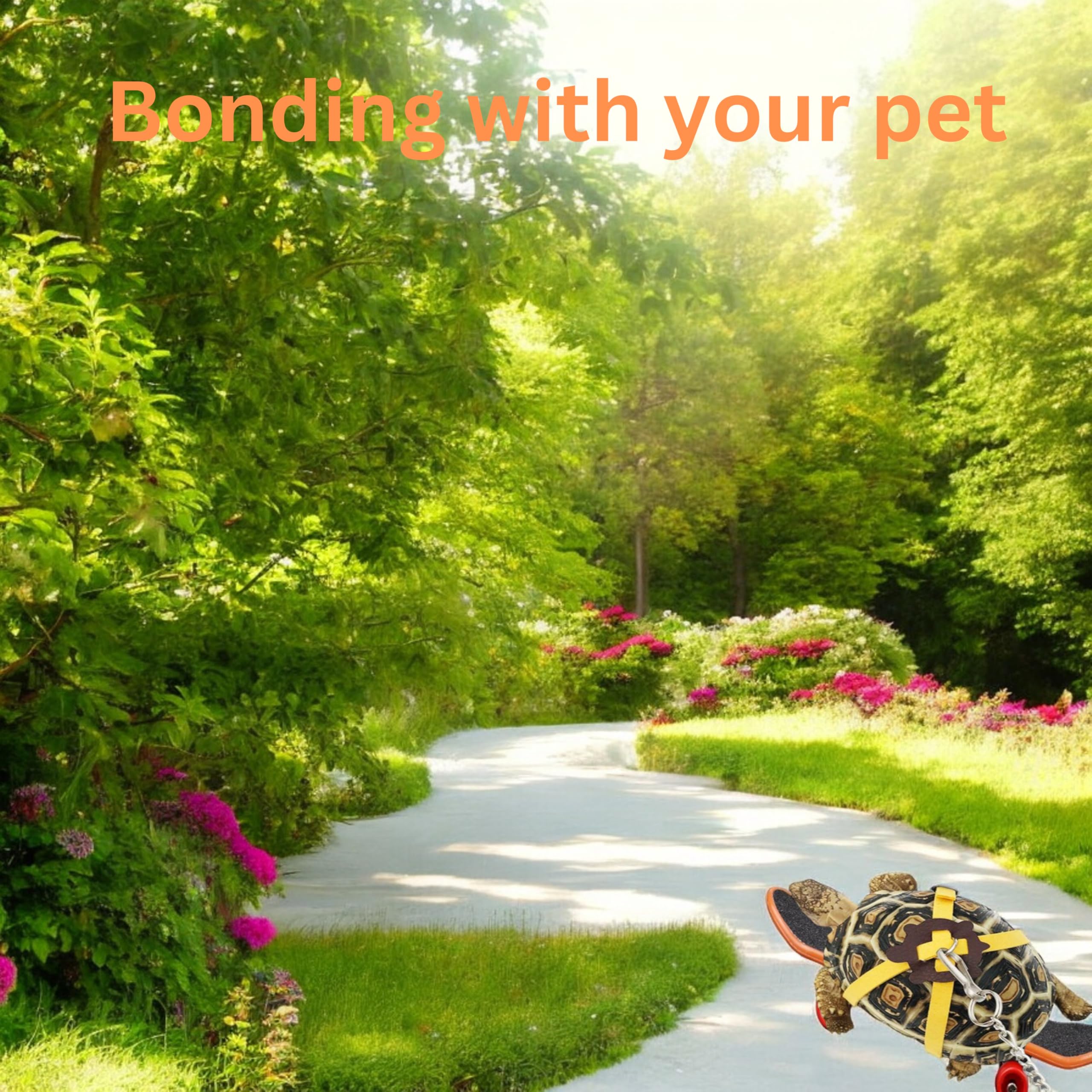 Homedy Crafts Tortoise Harness and Leash with Skateboard, Large, Black with Bell