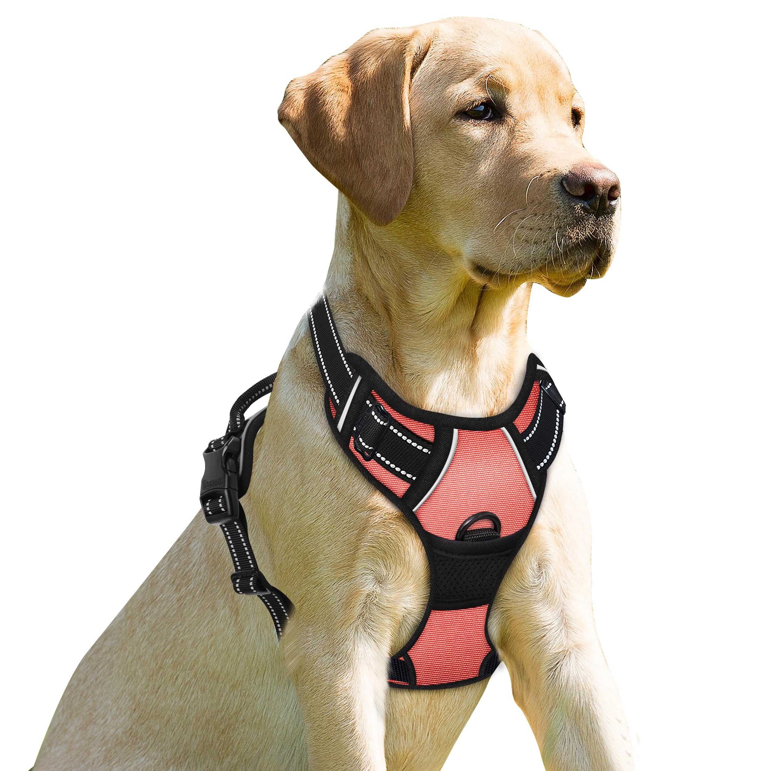 Barkbay No Pull Dog Harness Front Clip Heavy Duty Reflective Easy Control Handle For Large Dog Walking(Light Pink,M)
