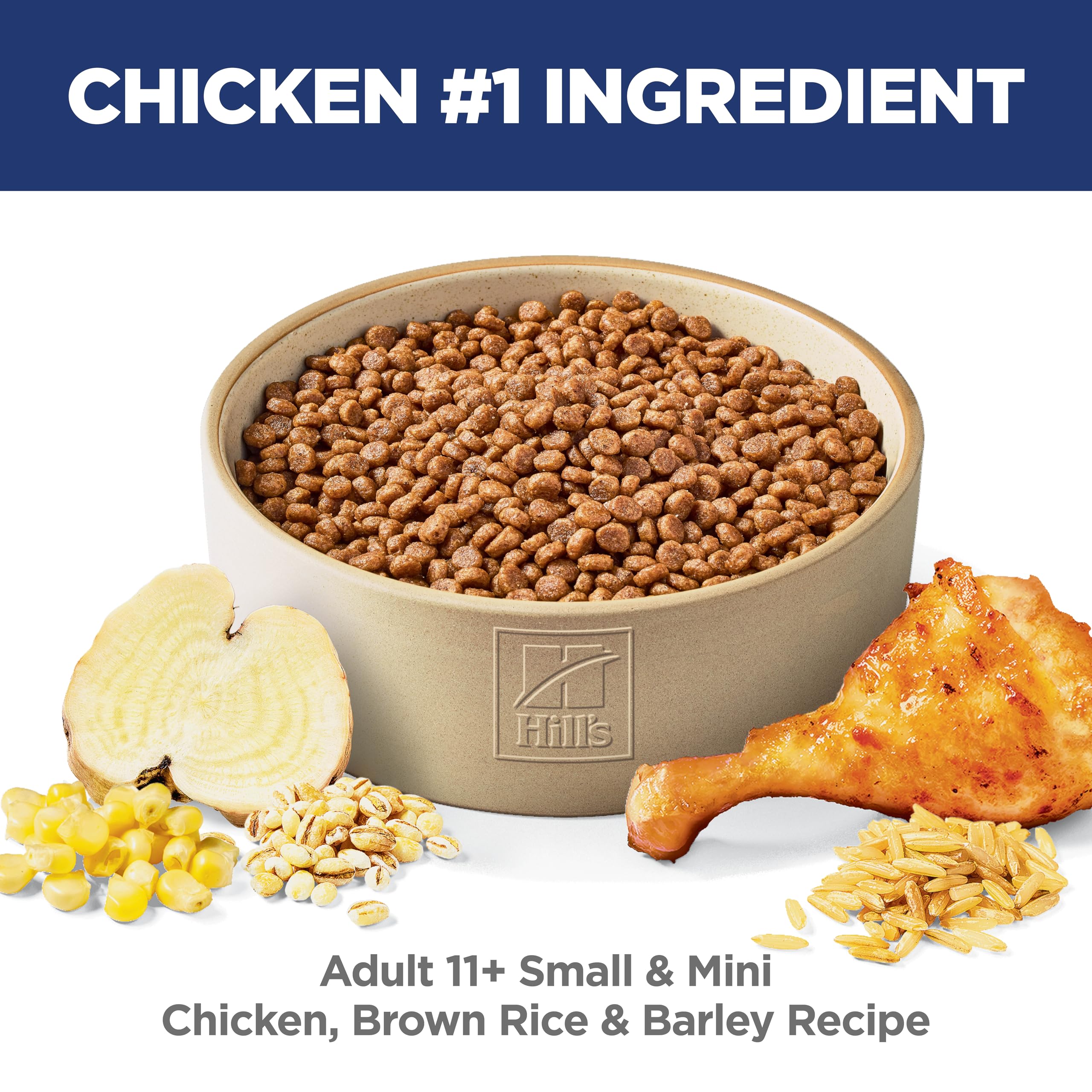 Hills Science Diet Adult 11+ Small & Mini Chicken Meal, Brown Rice & Barley Recipe Dry Dog Food, 15.5 lbs.