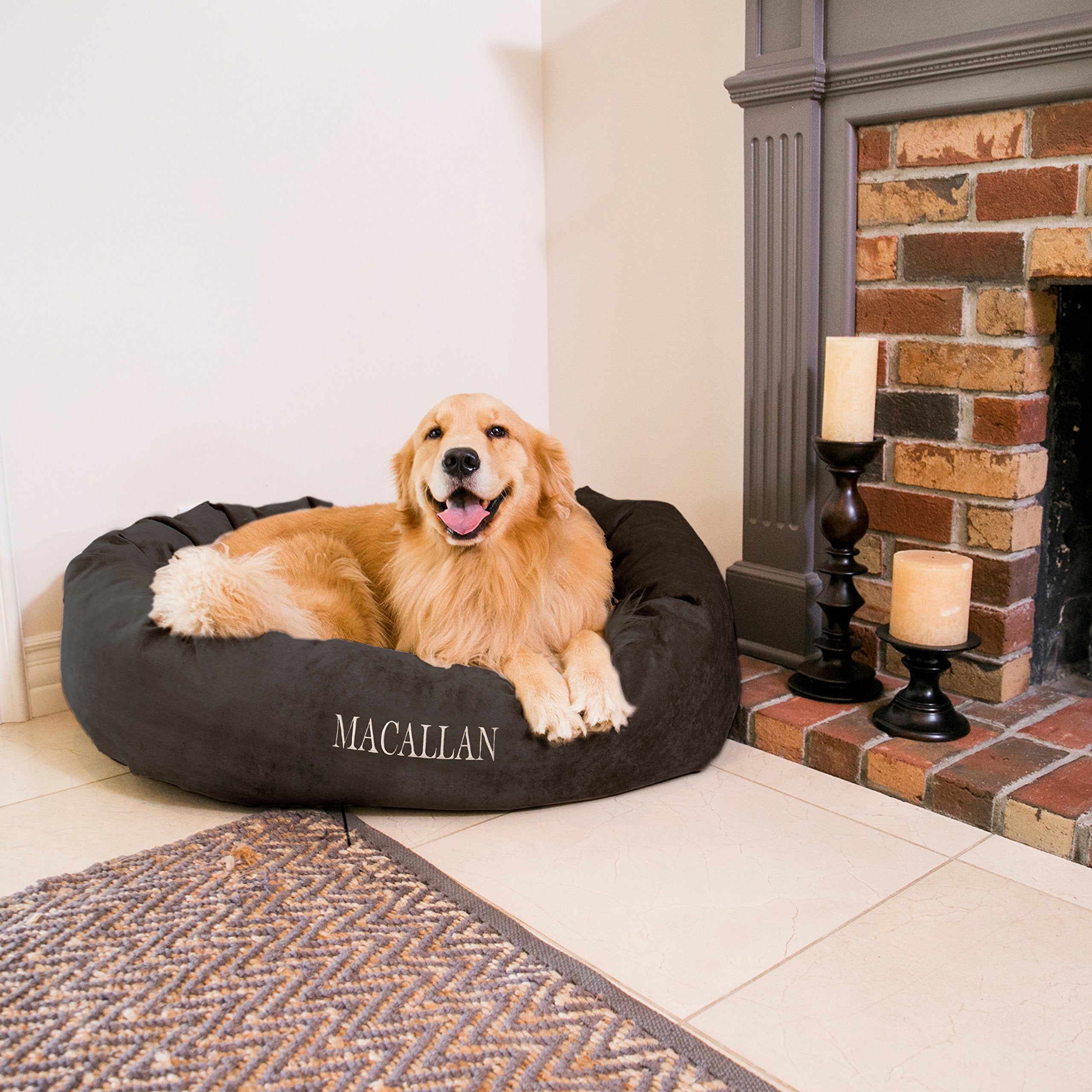 Majestic Pet Villa Shredded Memory Foam Mix Calming Dog Bed - Cozy Soft Round With Spine Support - Fluffy Donut, 24 Inch, Storm