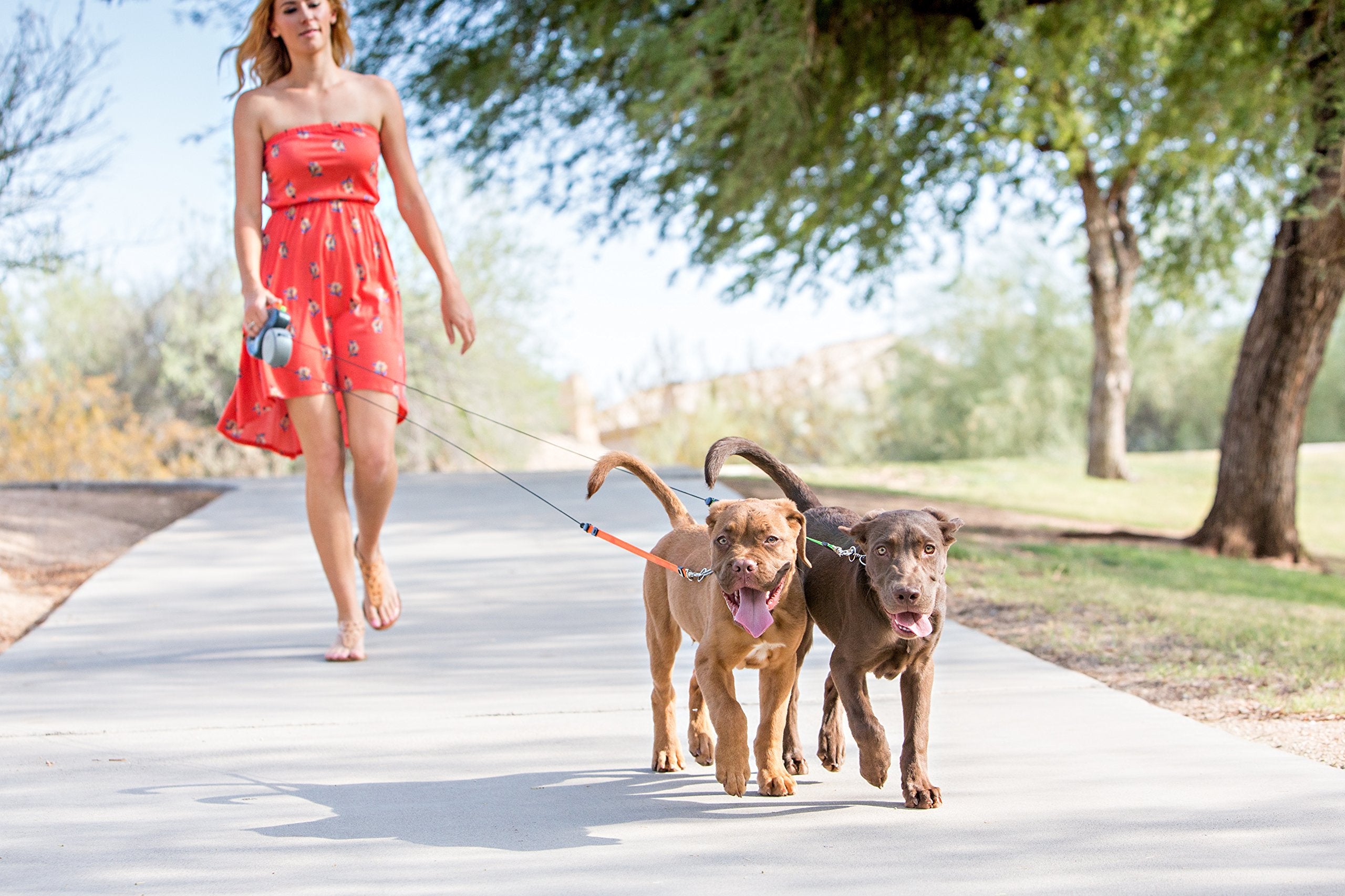 Wigzi - 2025 Edition - 2 Dog Retractable Leash With Light (L.E.D), No Tangle 360 Technology, Independent Braking Each Dog Up To 50Lbs Each Dog With 10 Ft Reflective Leads For Safety