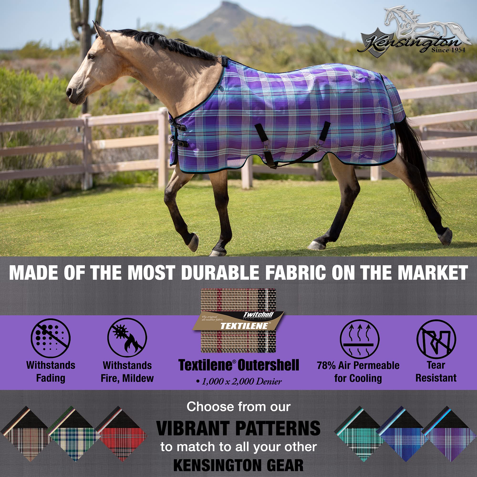 Kensington Breathable And Uv Protective Sheet Surefit All Season Protection For Horse - 84'', Lavender Mint