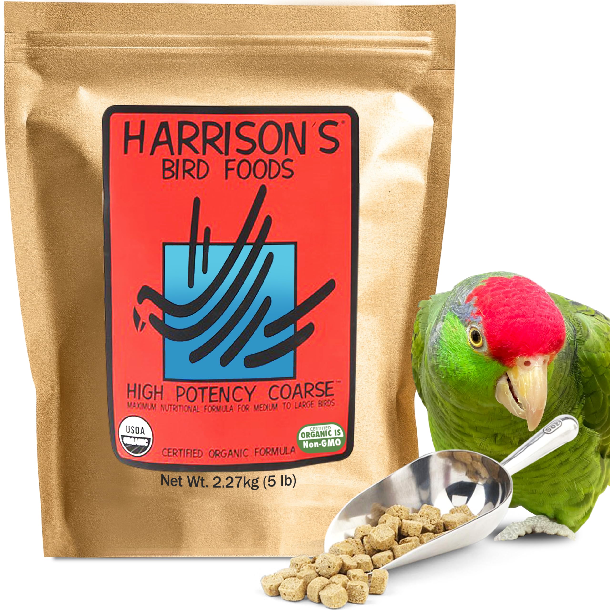 Harrisons Bird Foods High Potency Coarse Certified Organic Non GMO Formula Pet Bird Food 5lb