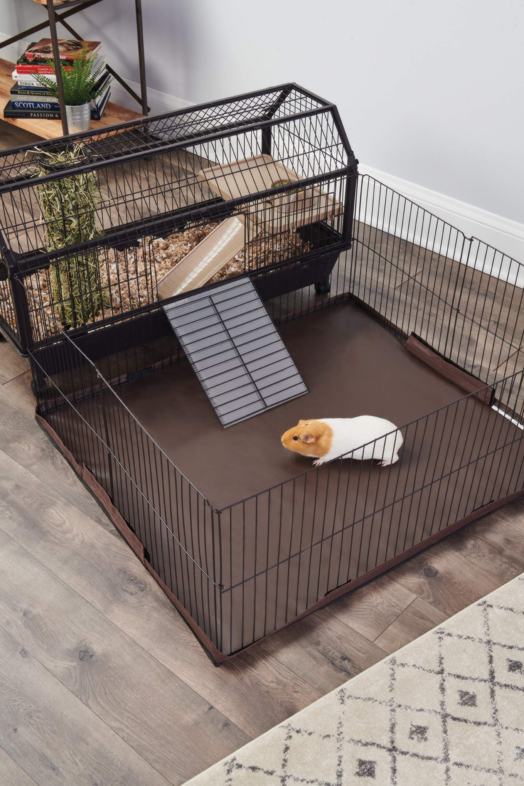 Oxbow Large Play Yard Leakproof Floor Cover for Rabbits & Guinea Pigs, Brown, Lined Canvas, Model 10933