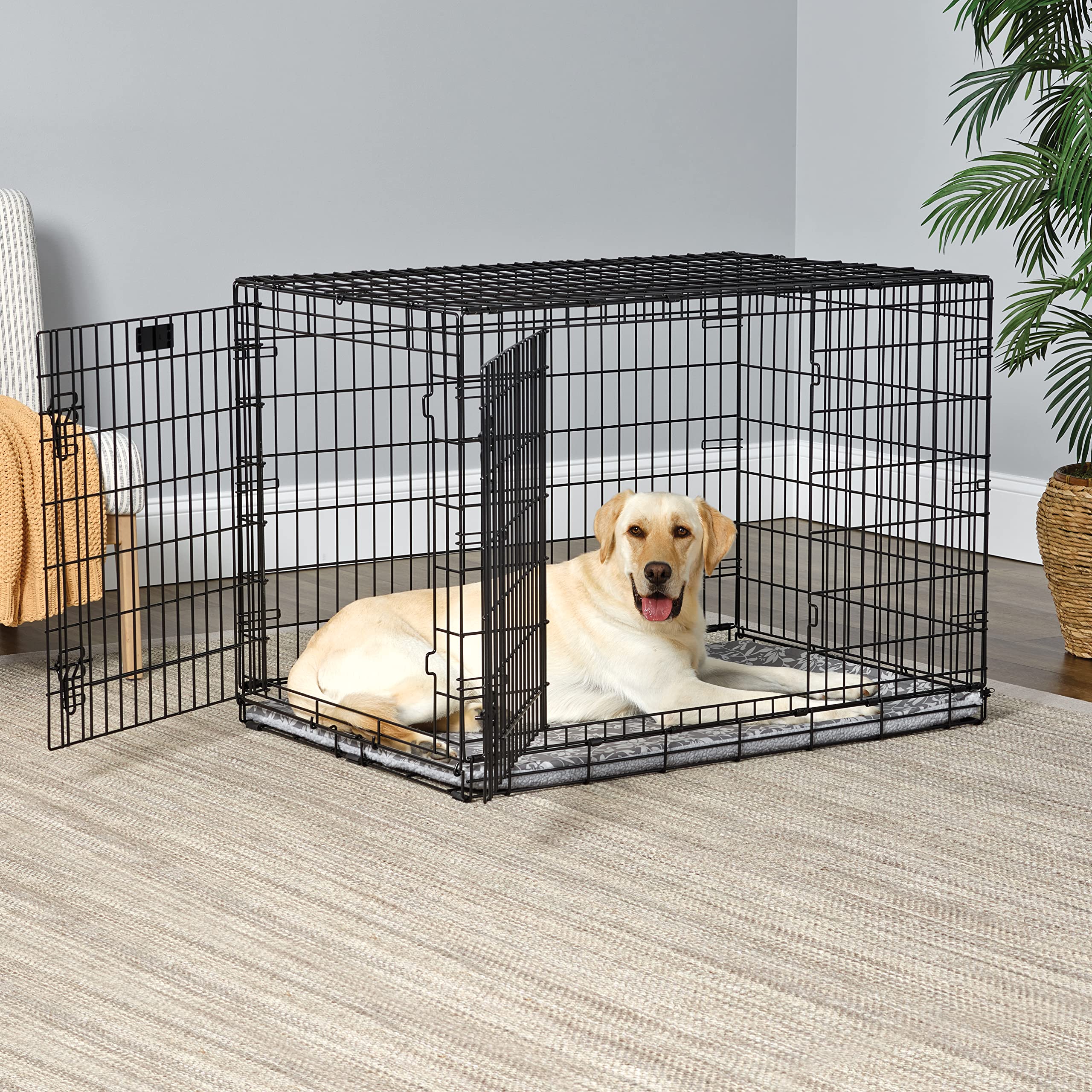 Midwest Homes For Pets Quiet Time Reversible Crate Pan Cover 42' Gray Floral/Fleece