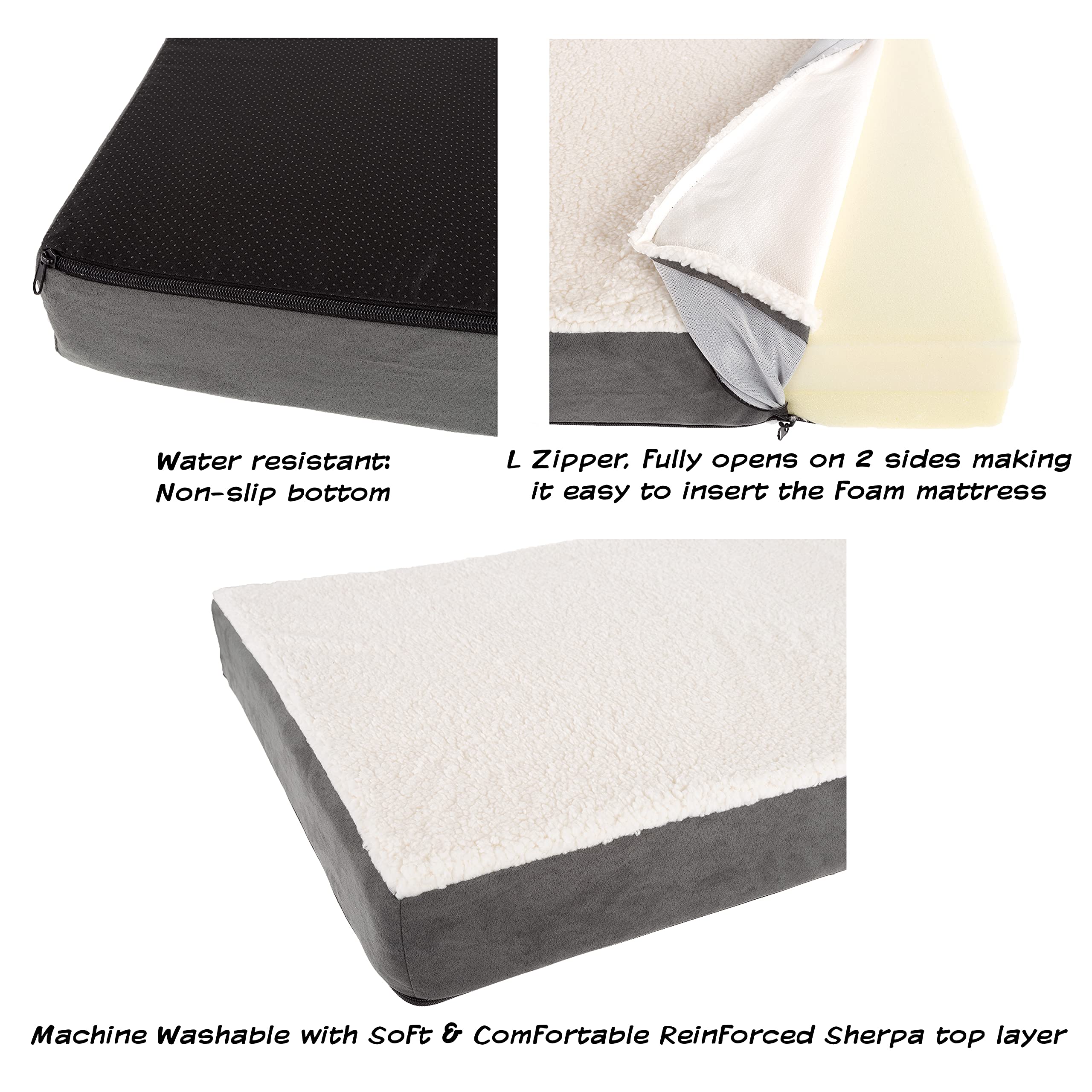 Petmaker Orthopedic Dog Bed - 2-Layer Memory Foam Dog Bed With Machine Washable Sherpa Top Cover - 36X27 Dog Bed For Large Dogs