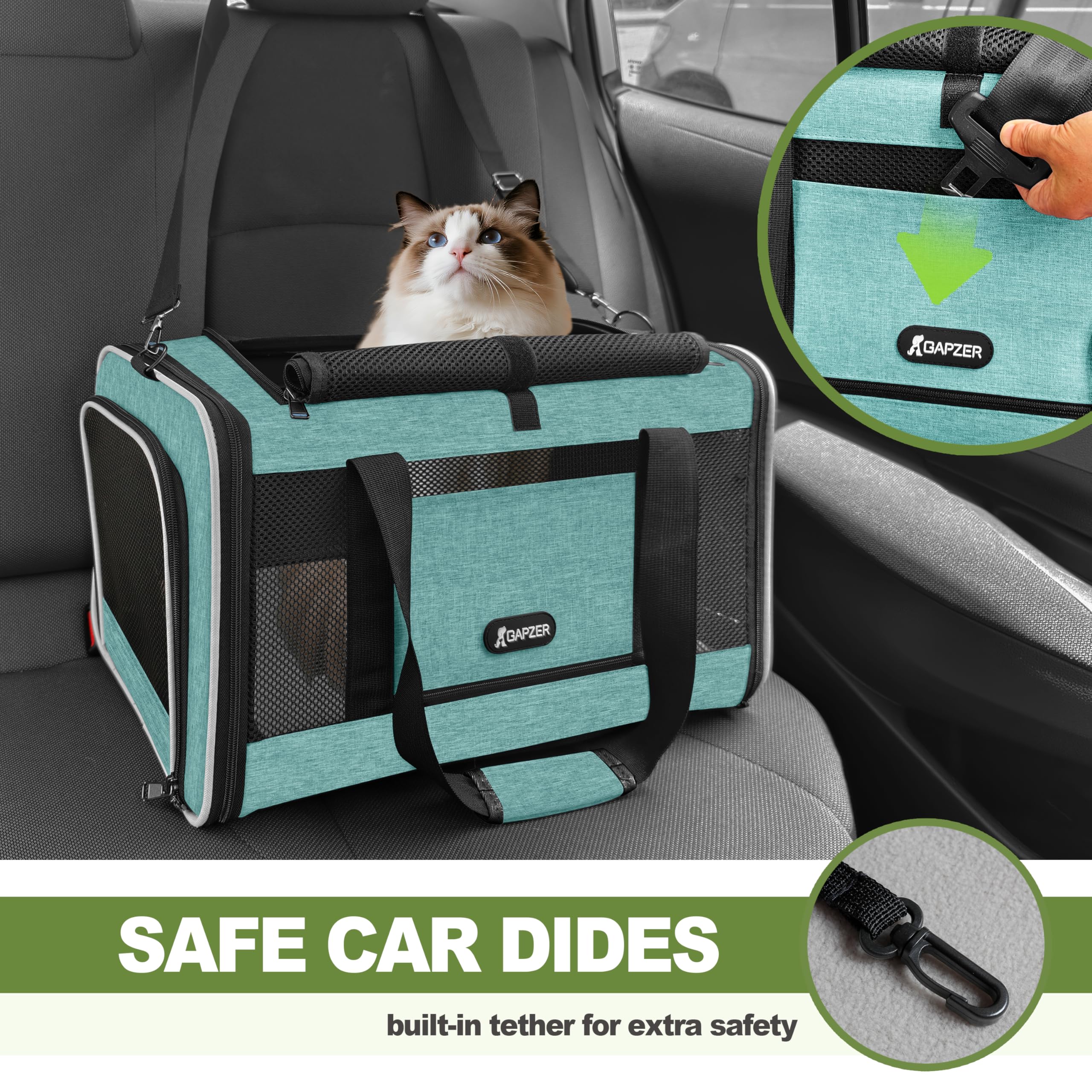 GAPZER Cat Carrier 18x11x11 TSA Approved Ventilated Top Open Softsided Pet Air Travel Bag, Small Animal Basic Crate Shih Tzu Dog