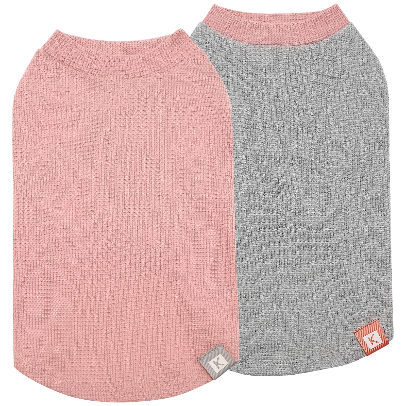 Kyeese 2Pack Dog Shirts Waffle For Small Dogs Stretchy T-Shirts Lightweight Tank Top Sleeveless Dog Vest Breathable, X-Large, Pi