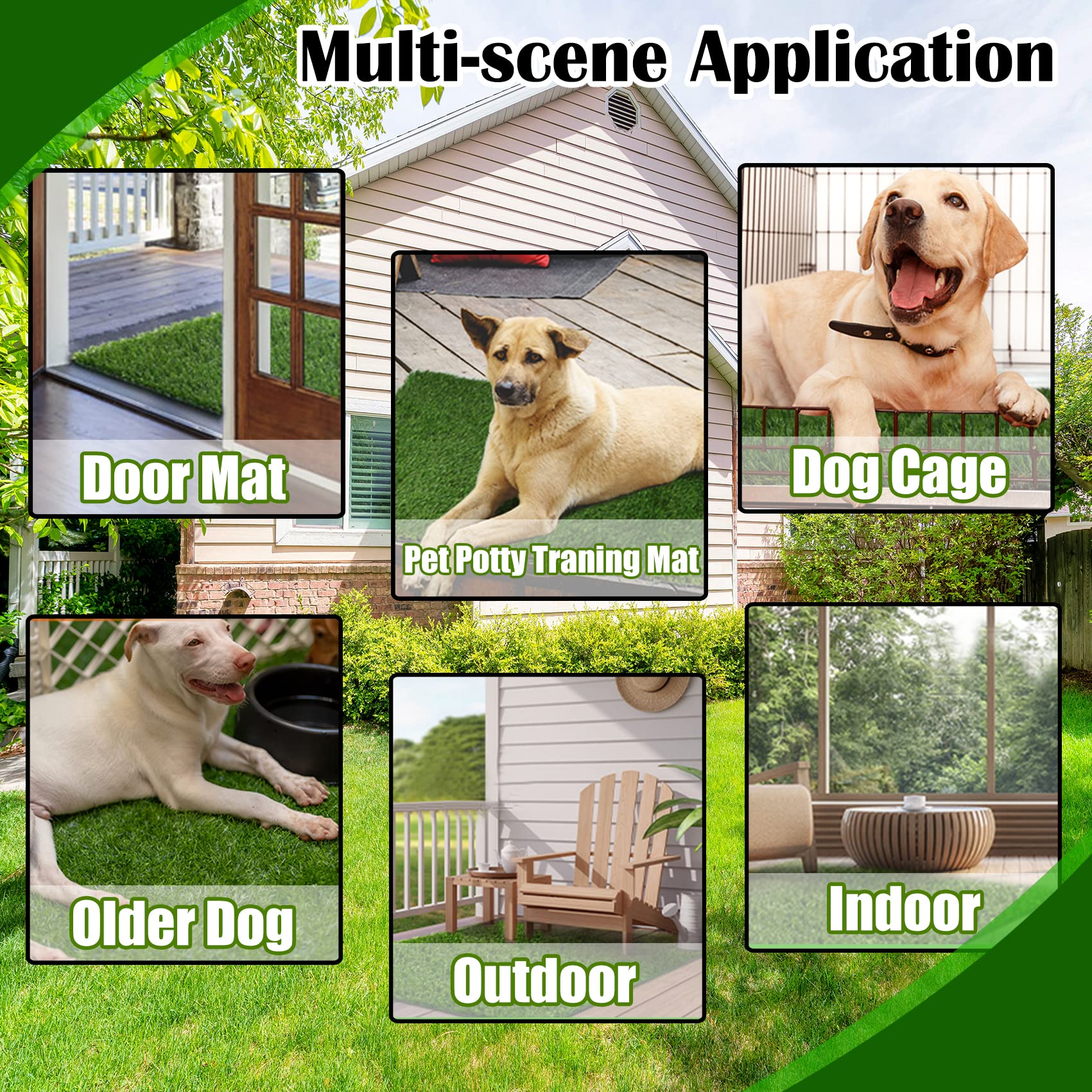 Globreen Artificial Grass For Dogs To Pee On, 39.4' X 31.5' Puppy Turf Potty Training Tray, Thick & High Drainage Pets Fake Grass