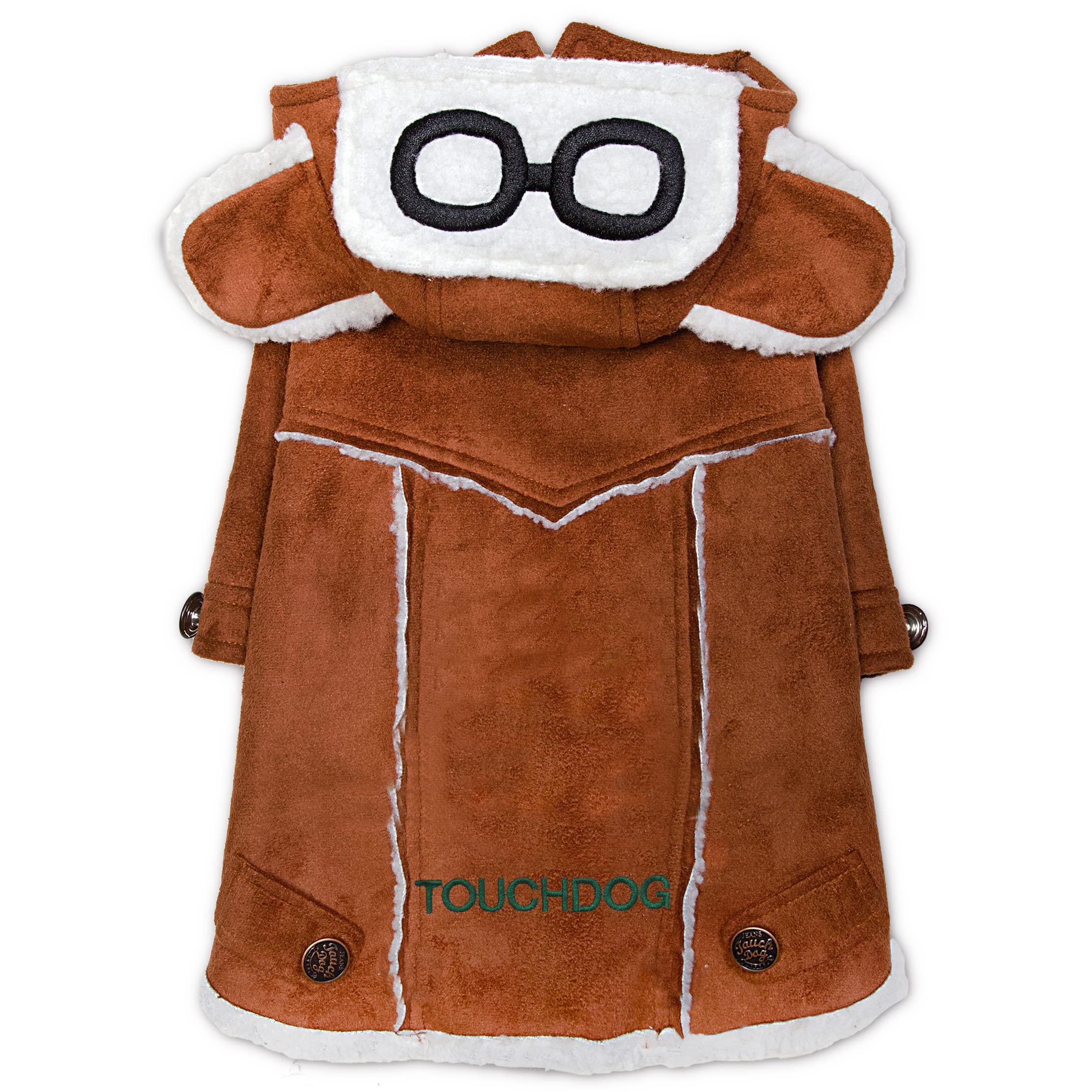 Touchdog Tuskegee Aerovintage Designer Dog Coat , Medium, Brown