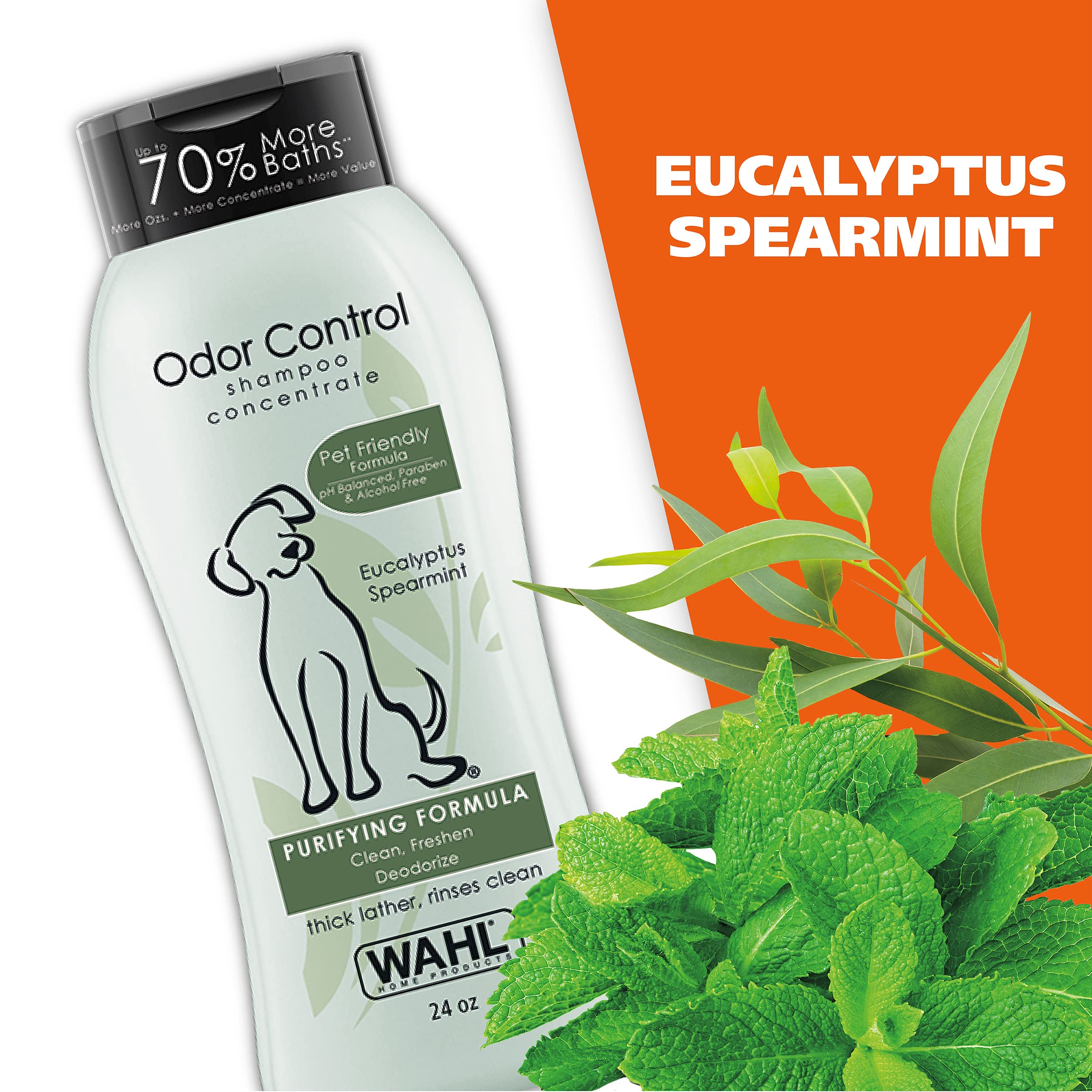 Wahl Usa Odor Control Shampoo For Dogs & Pets - Eucalyptus & Spearmint Animal Deodorizer For Cleaning & Freshening – 24 Oz - Model 820003A