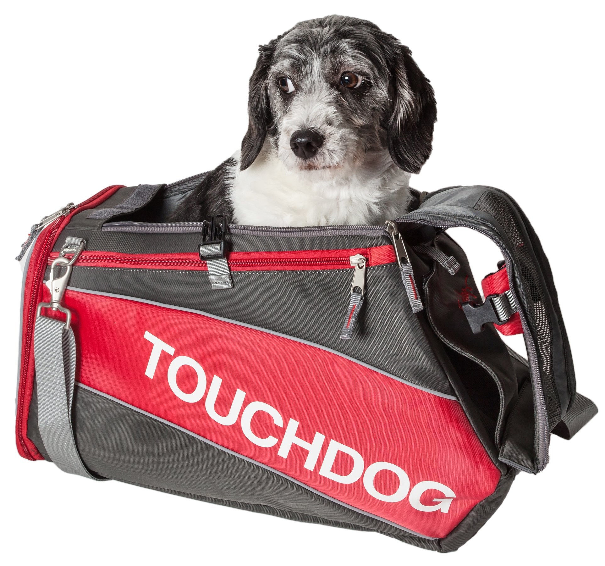 Touchdog Modernglide Airline Approved Waterresistant Sporty Travel Fashion Pet Dog Carrier, One Size, Red