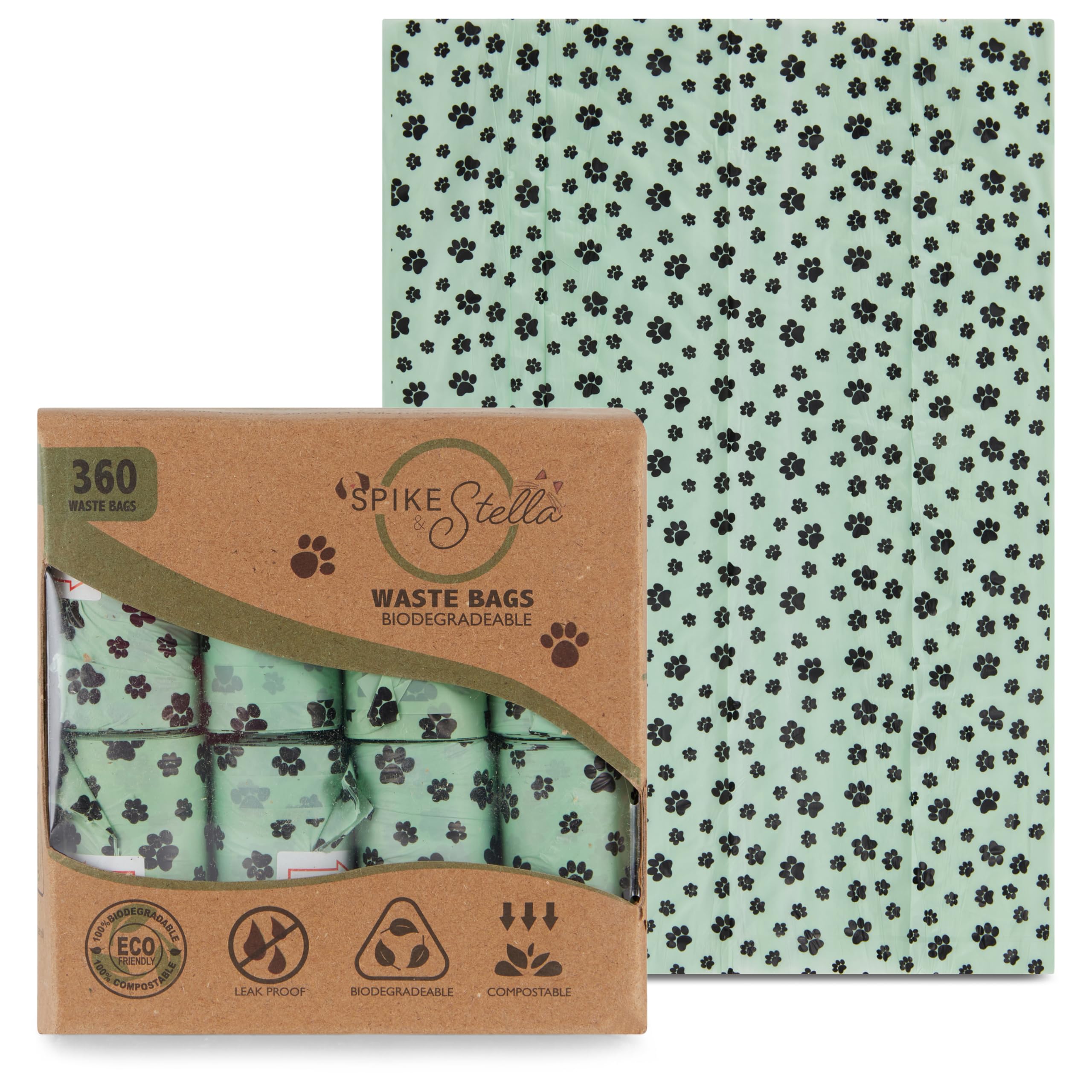 Spike and Stella Heavy-Duty Dog Waste Bags - Leak-Proof Poop Bags, Durable, Compostable, Sustainable, Earth-Friendly, Available 
