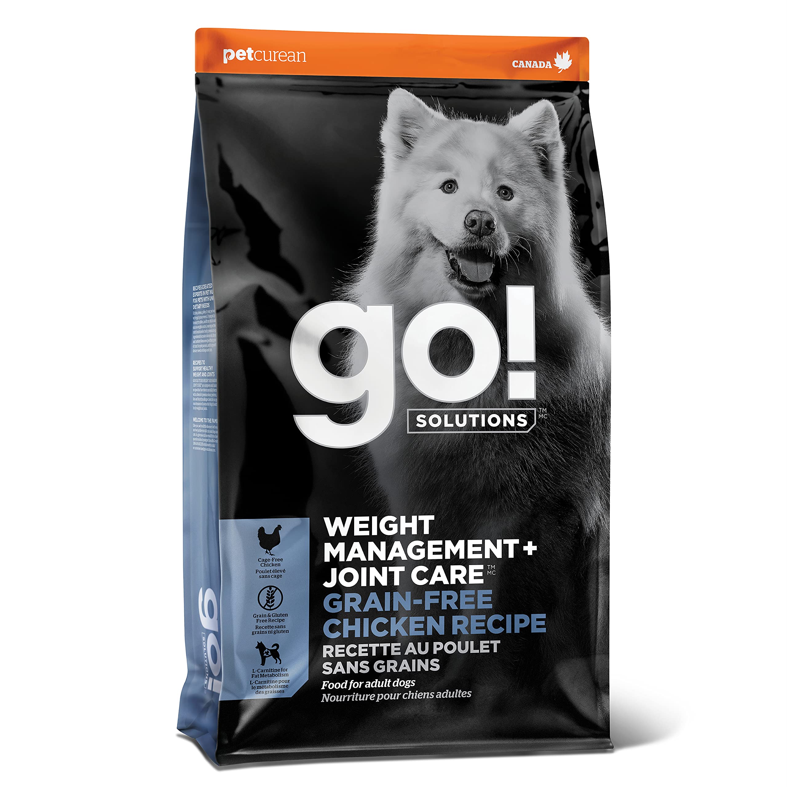 Go! Solutions Weight Management + Joint Care Chicken Grain-Free Dry Dog Food, Premium Kibble for Adults & Seniors with Added Glu