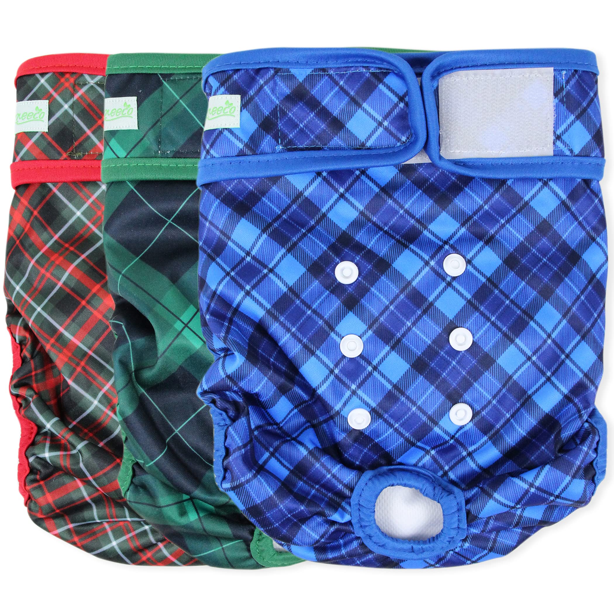 Wegreeco Washable Diapers for Female Dogs (3 Pack) - Highly Absorbent, for Dogs in Heat or Excitable Urination (Blue, Green, Red