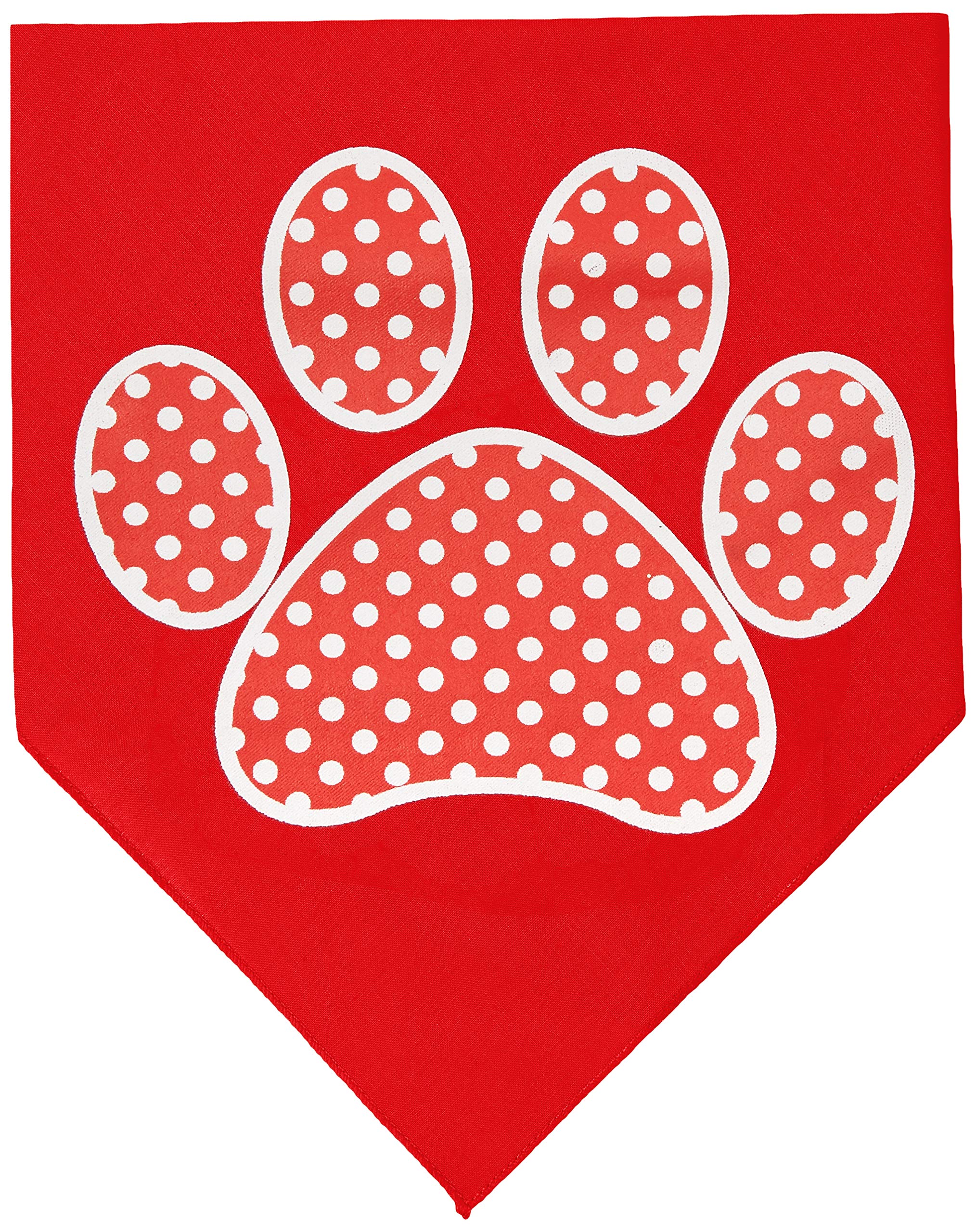 Pet and Dog Bandana Screen Printed, Red Swiss Dot Paw Red Small