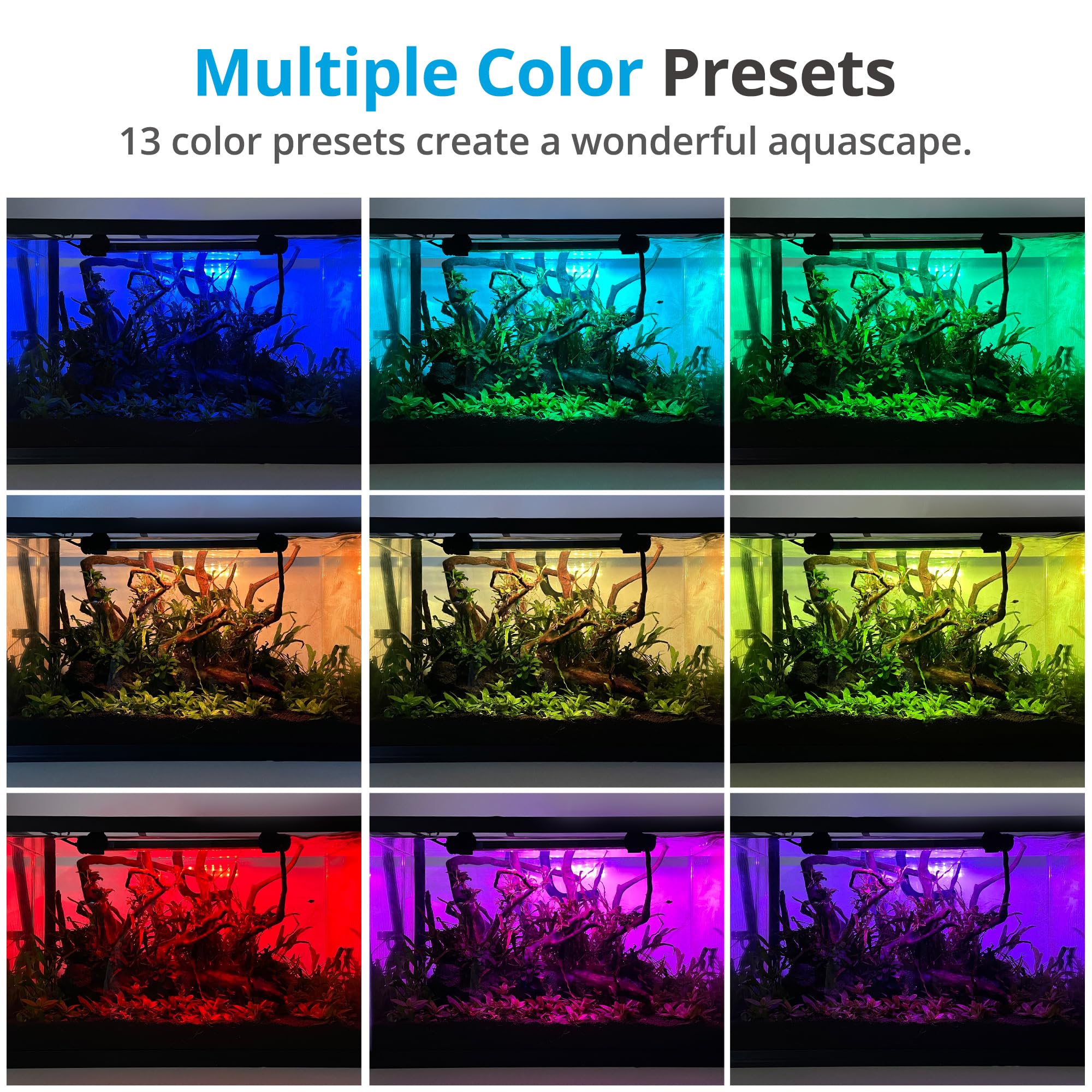 Nicrew Submersible Rgb Aquarium Light, Underwater Fish Tank Light With Timer, Multicolor Led Light With Remote Controller, 23 Inches