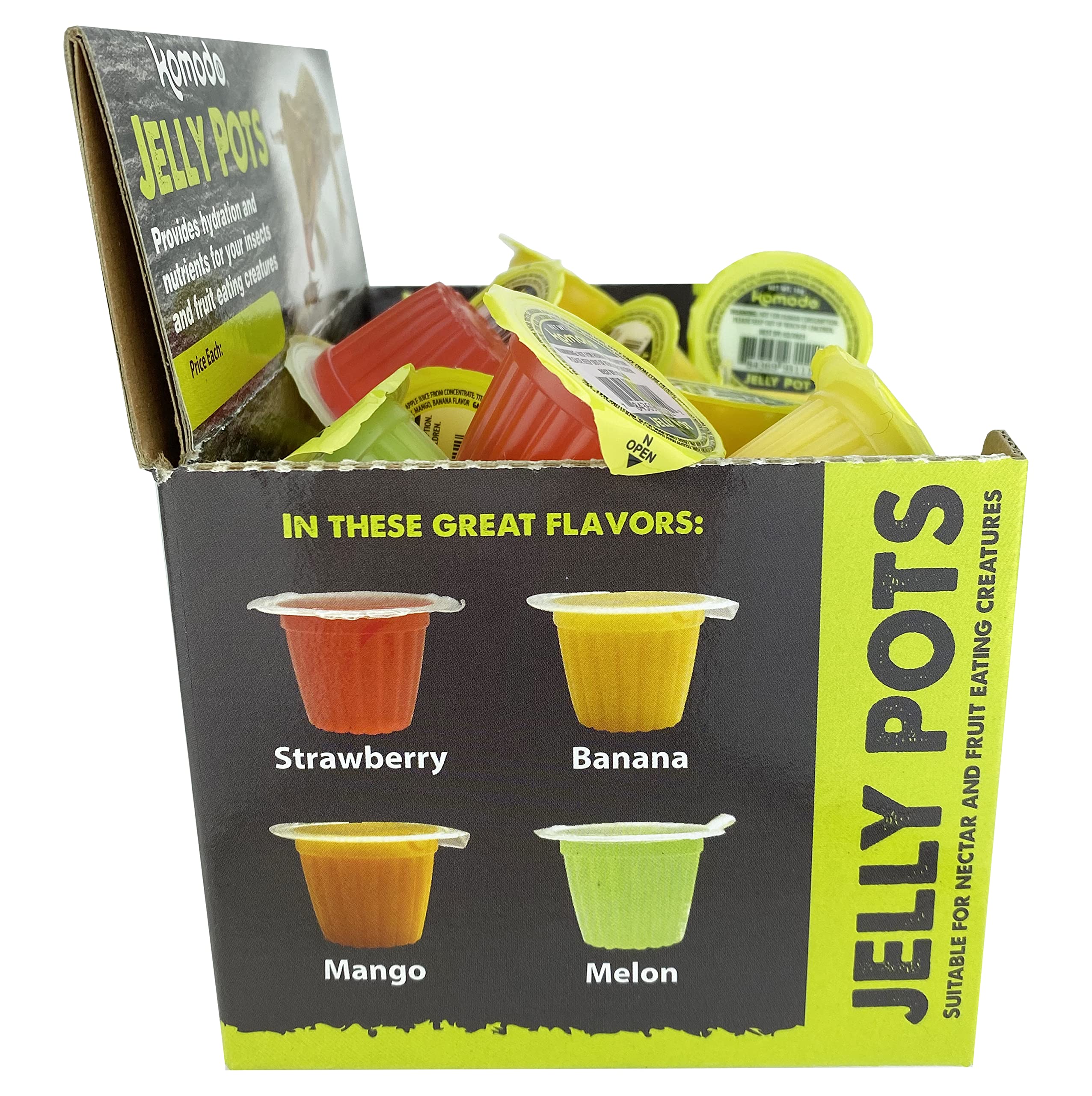Komodo Jelly Pots Mixed Fruit Flavor Insect Food | Individually Portioned | Provides Nutrition & Hydration for Fruit-Eating Rept