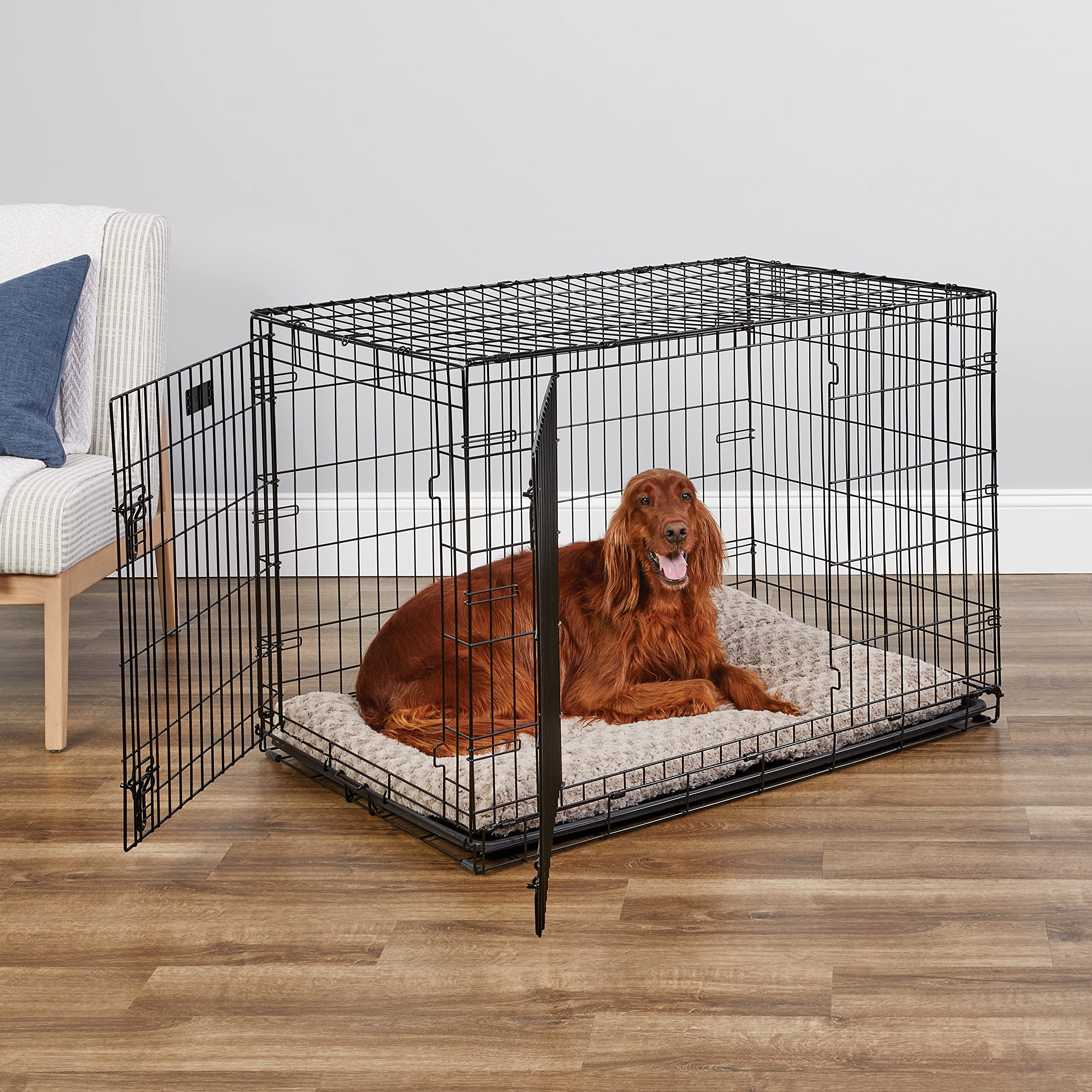 Midwest Homes For Pets Newly Enhanced Double Door Icrate Dog Crate, Includes Leak-Proof Pan, Floor Protecting Feet, Divider Panel & New Patented Features