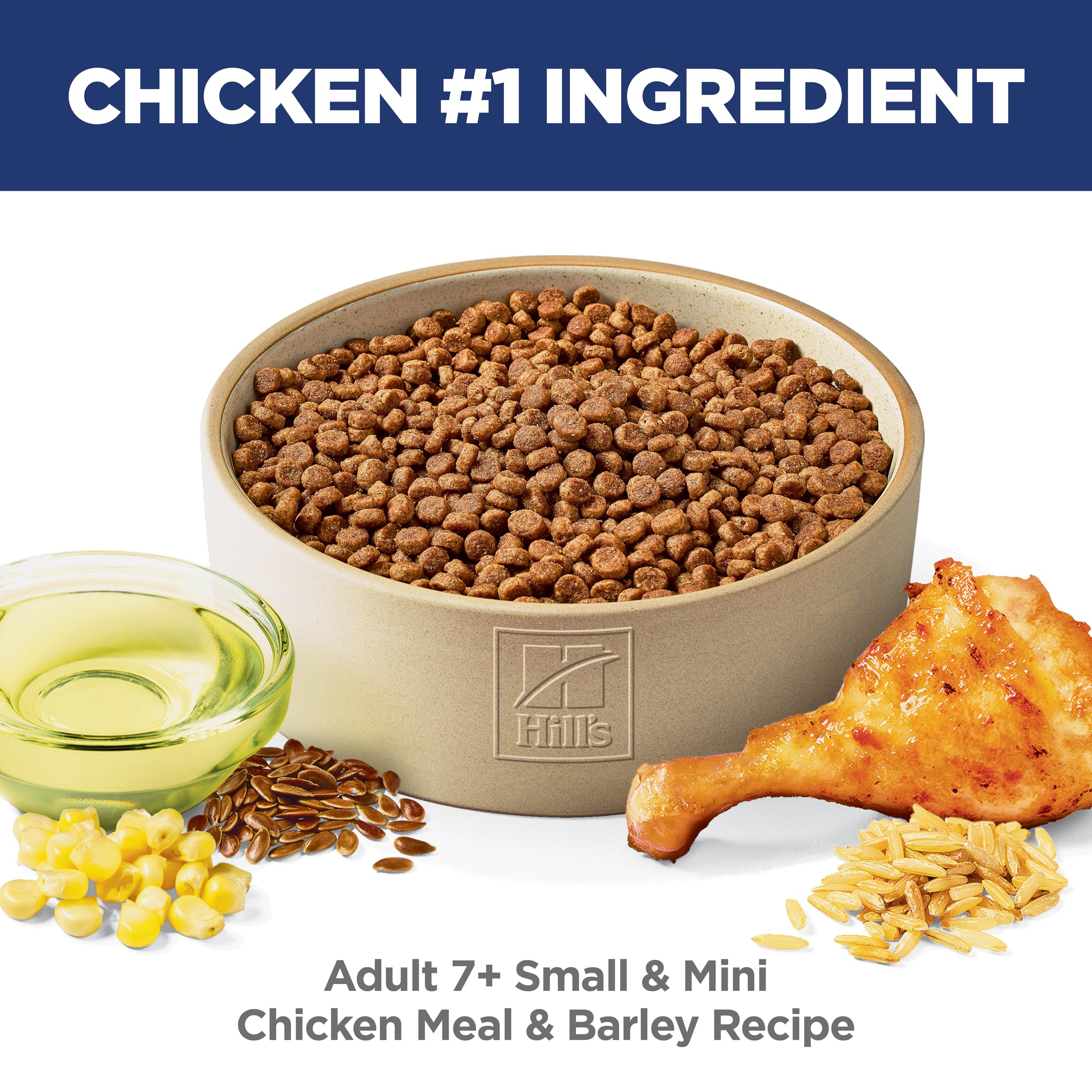 Hills Science Diet Small & Mini, Senior Adult 7+, Small & Mini Breeds Senior Premium Nutrition, Dry Dog Food, Chicken, Brown Ri