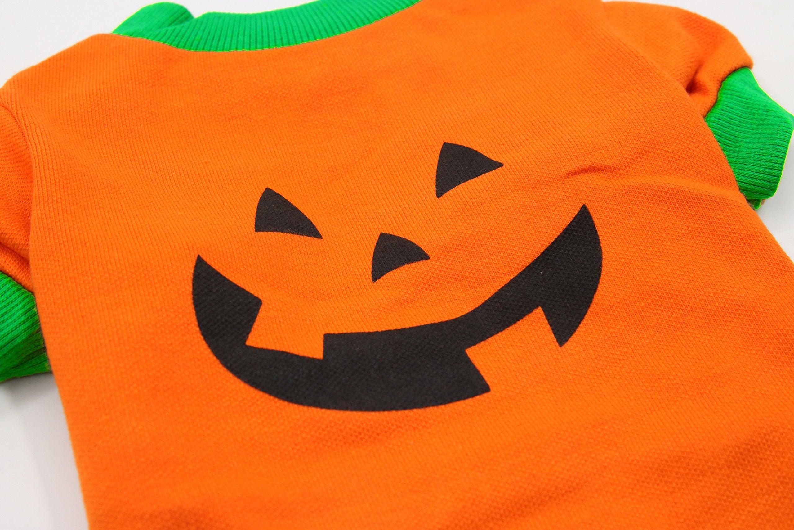 DroolingDog Pet Clothes Dog Halloween T-Shirt Pumpkin Head Costume for Small Dogs, Medium, Green