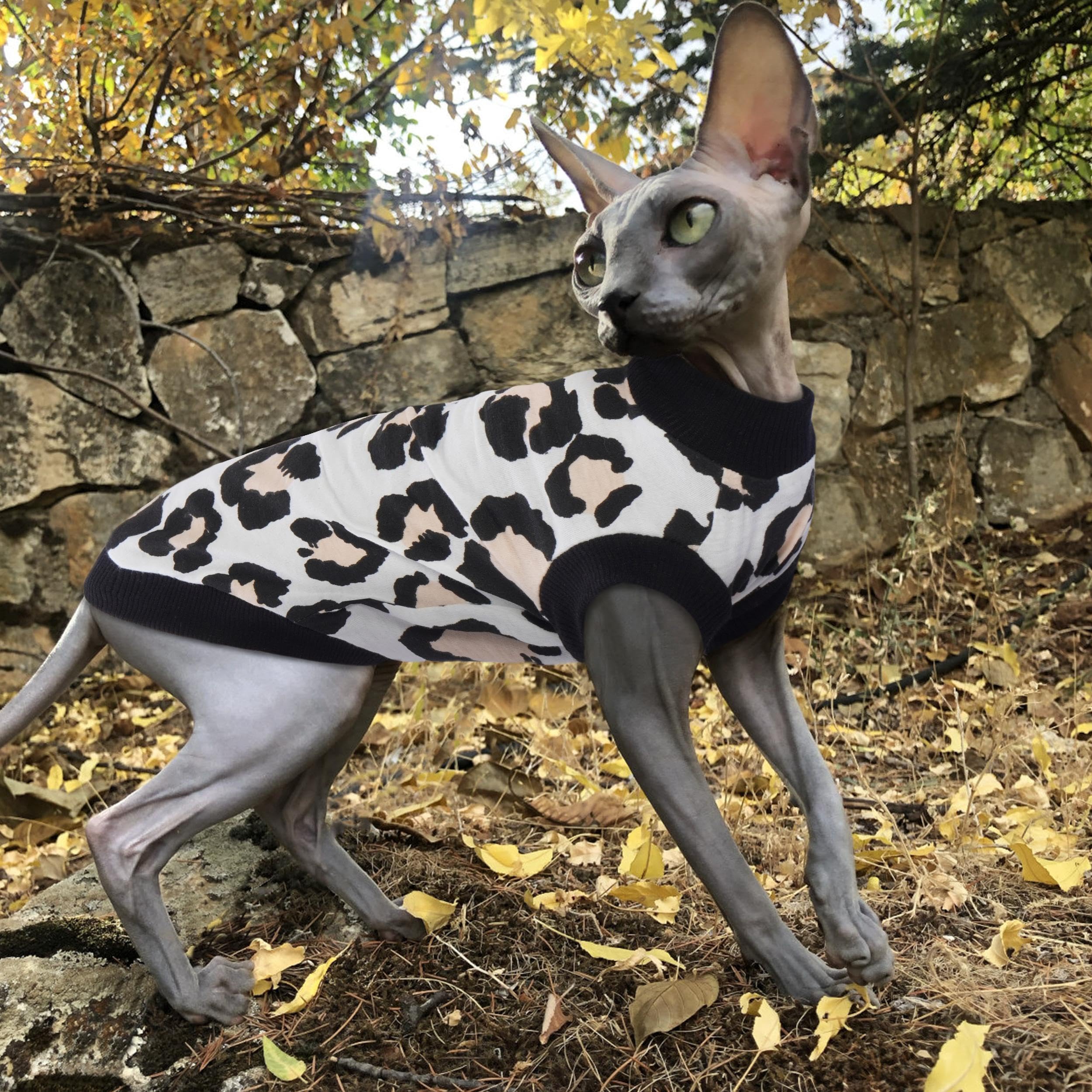 Pumyporeity Sphynx Cat Clothes - Stretchy Sweater, Soft Hairless Shirt, Pullover Pajamas, Turtleneck For Sphynx Cornish Rex, Dev