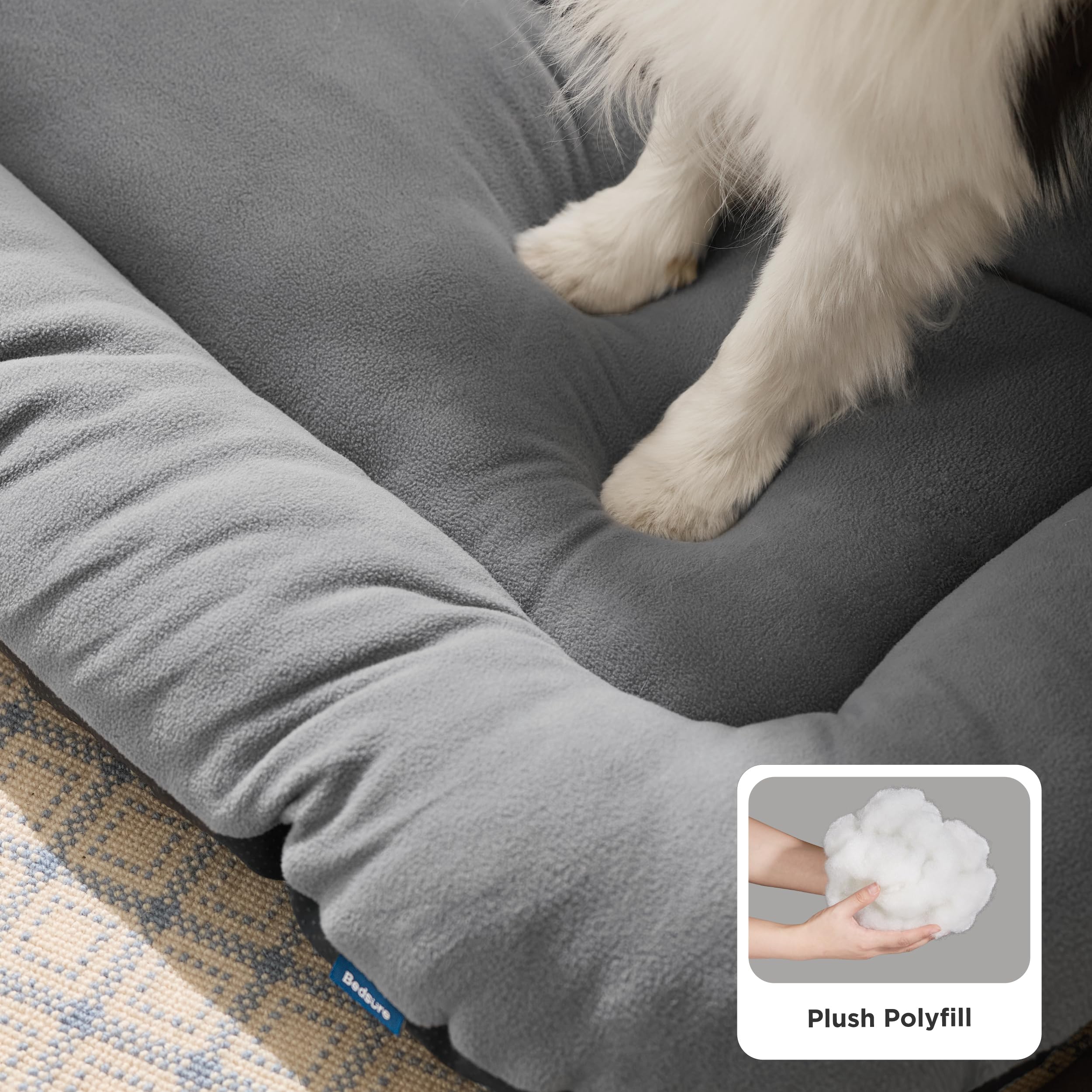 Bedsure Washable Dog Crate Pad For Large Dogs, Flat Puppy Kennel Dog Bed For Crate, Ultra Soft Fleece Pet Sleeping Mat With Non-