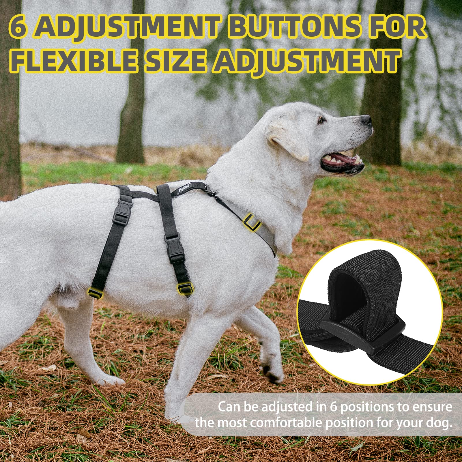 PUPTECK Escape Proof Dog Harness, No Pull Soft Padded Halter, Small, Black & Snow White, Model PUP23DHS01-S-Blk