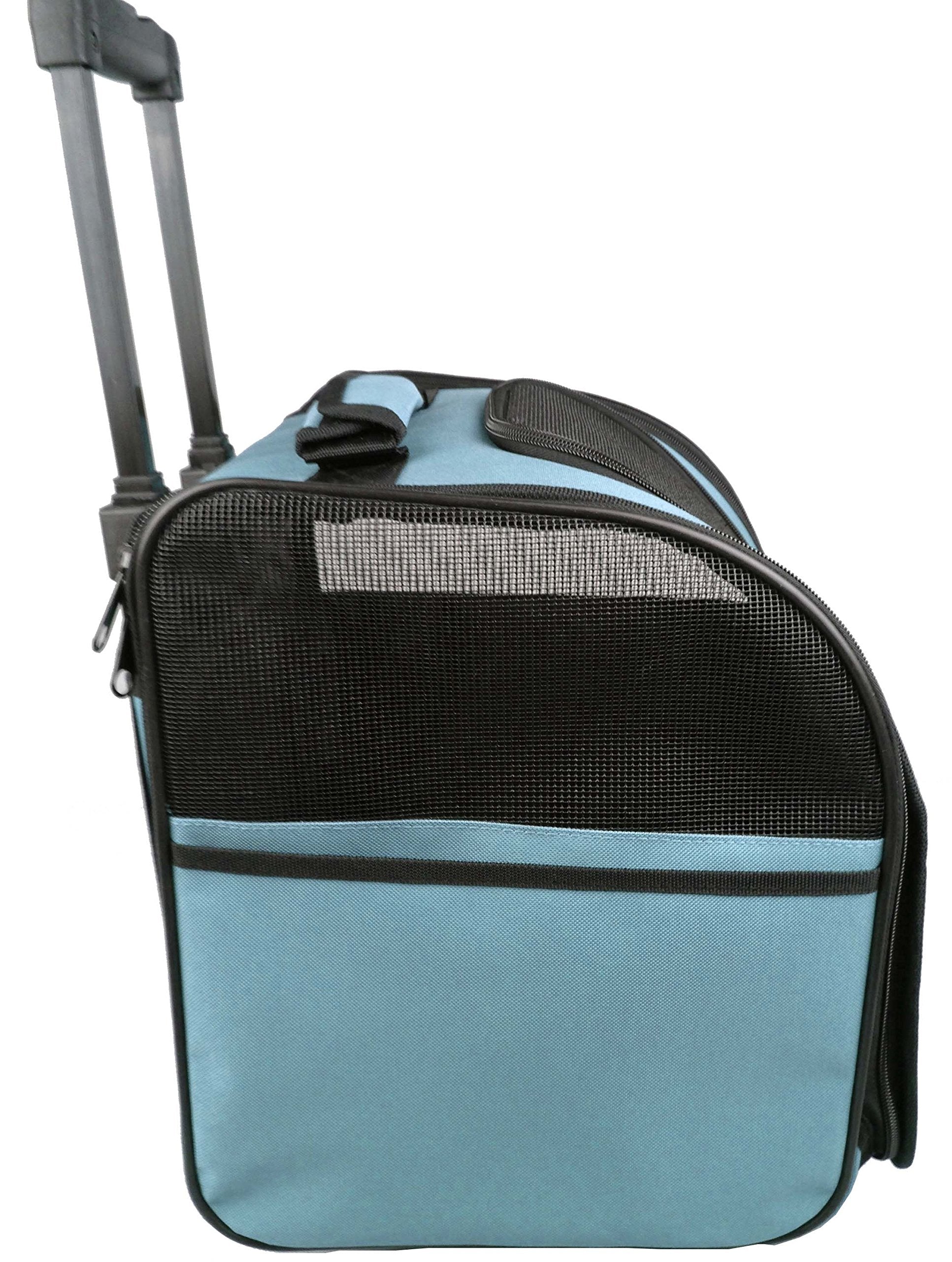 PET LIFE Wheeled Collapsible Breathable Airline Approved Travel Pet Dog Carrier, One Size, Blue