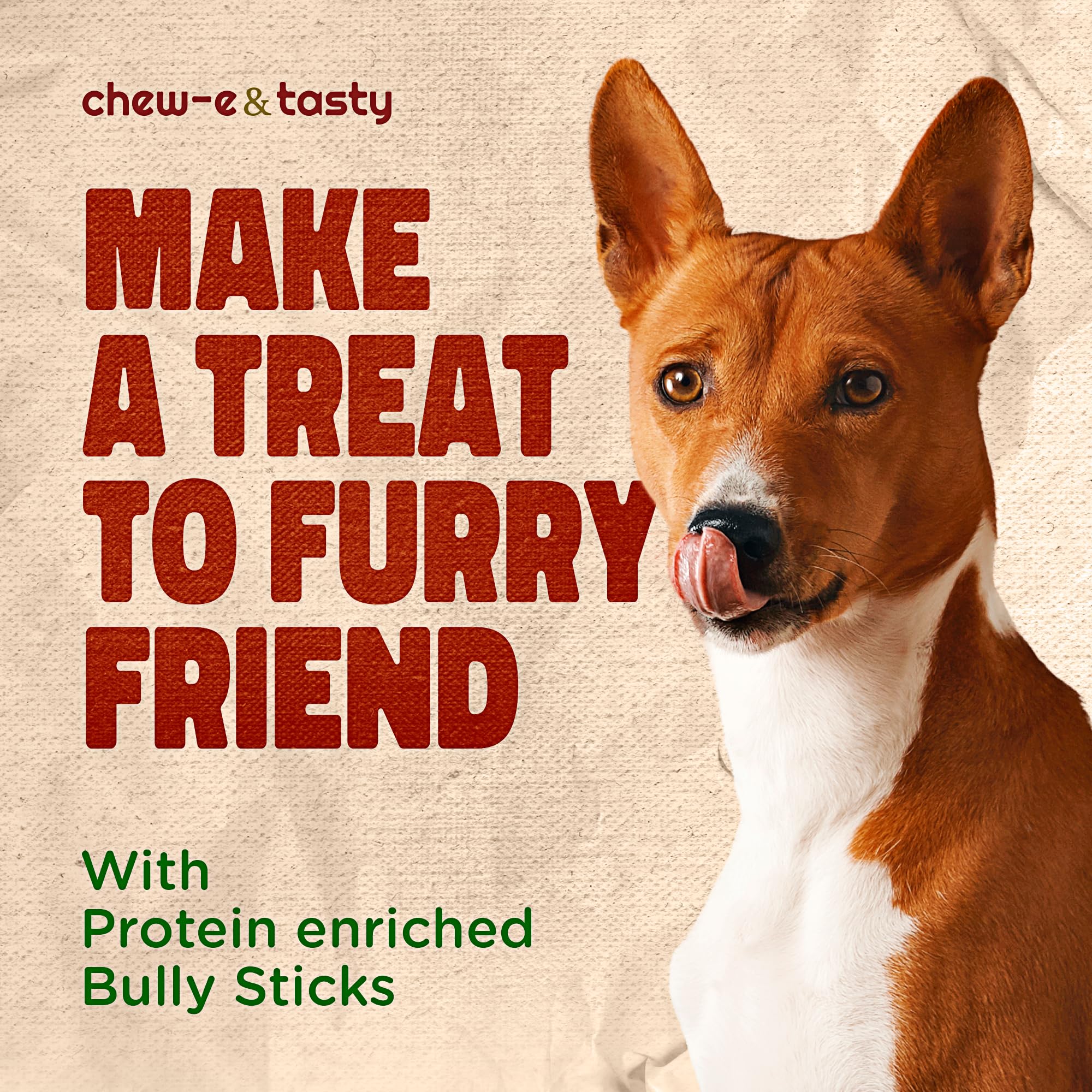 chew-e&tasty Premium Grade 5-6 Bully Sticks Dog Treats Single Ingredient Long Lasting High Protein 100% Natural Odor Free Grass-