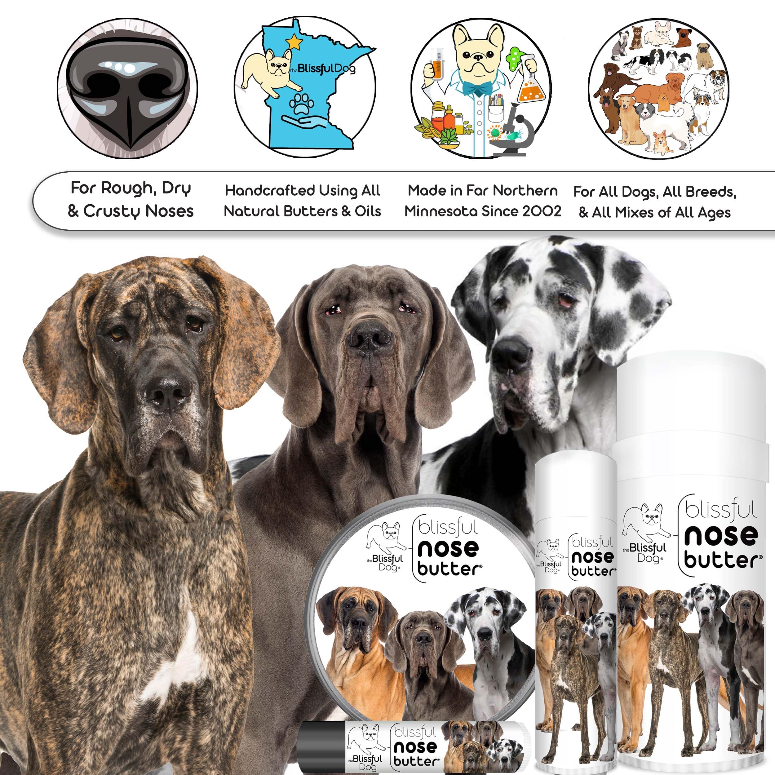 The Blissful Dog Great Dane Unscented Nose Butter - Dog Nose Butter, 4 Ounce