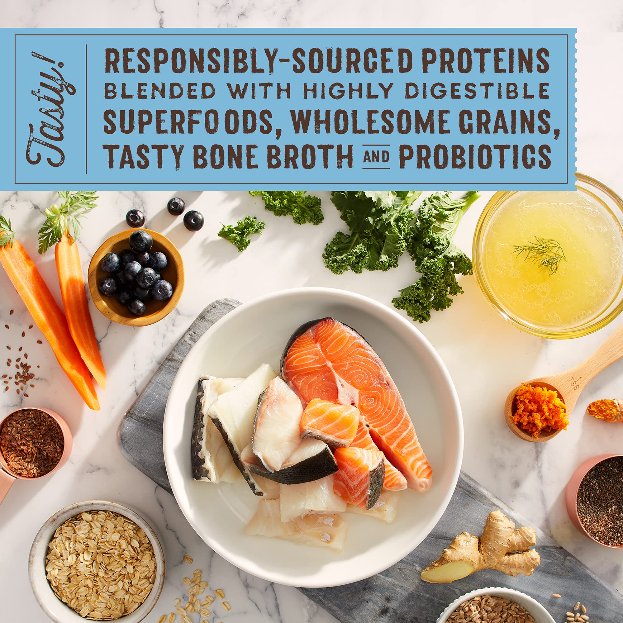 Stella & Chewy's SuperBlends Raw Blend Wild-Caught Whitefish & Salmon Recipe, 21 lb Bag, Wholesome Grains