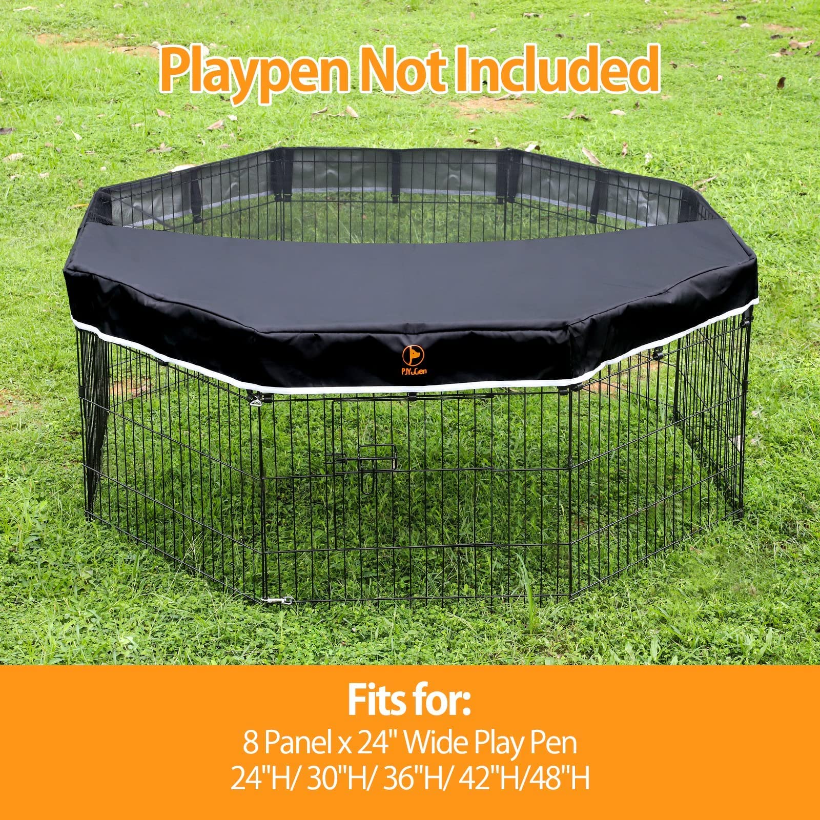 Pjyucien Mesh Top Cover - Fits 8 Panels 24 Inch Width Plastic/Metal Pet Pen Octagonal Dog Playpen (Note: Only Pen Top Cover, No Playpen!!!)