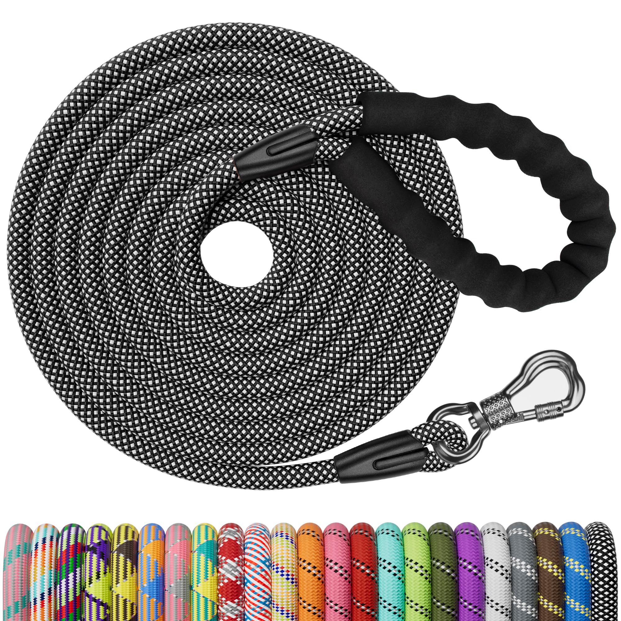 NTR 6FT Training Leash for Dog, Purple Rope Leash with Swivel Lockable Hook, Reflective Thread, Padded Handle, Dog Lead line for