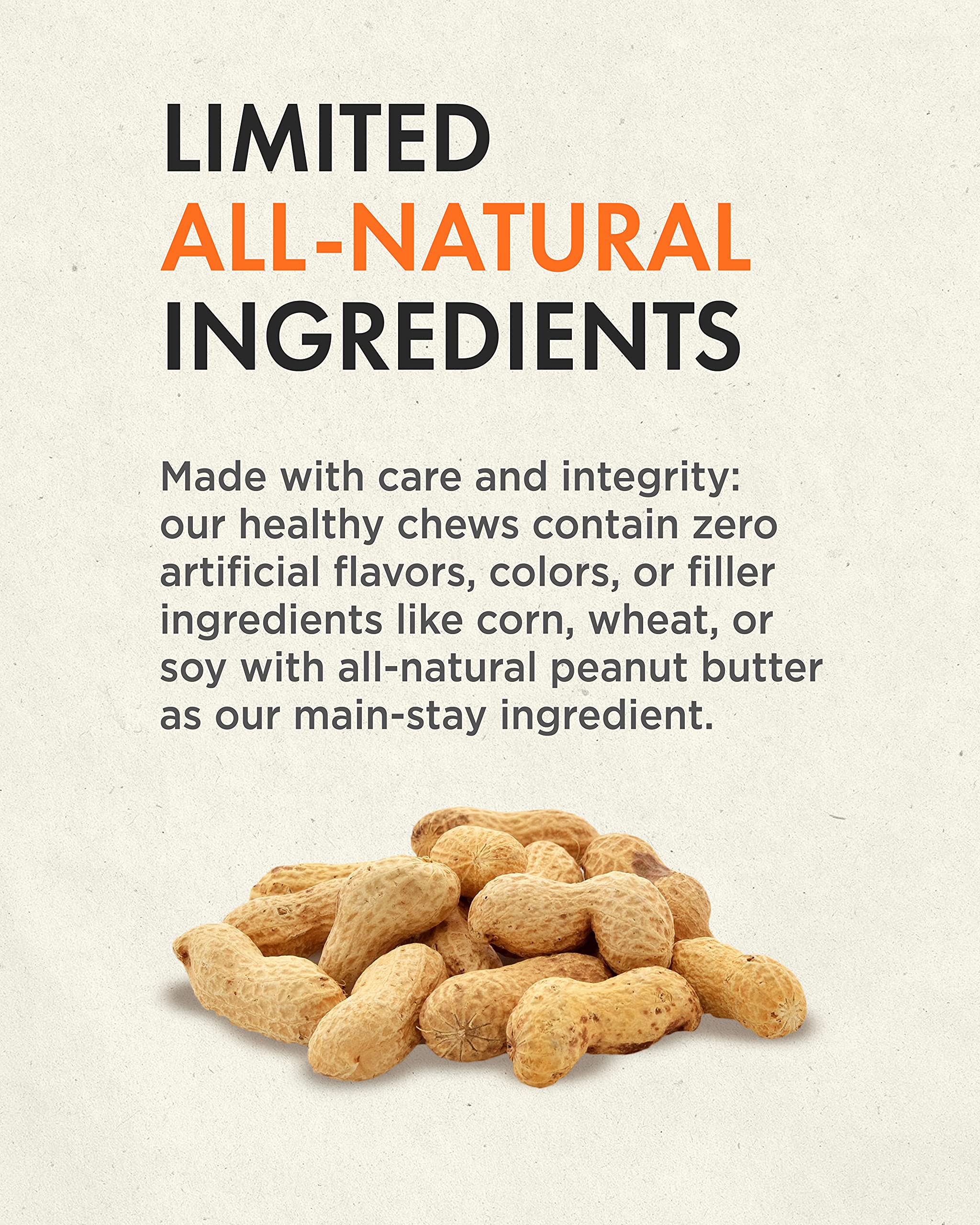 Canine Naturals Peanut Butter Chew - 100% Rawhide Free Dog Treats - Made with Real Peanut Butter - All-Natural and Easily Digest