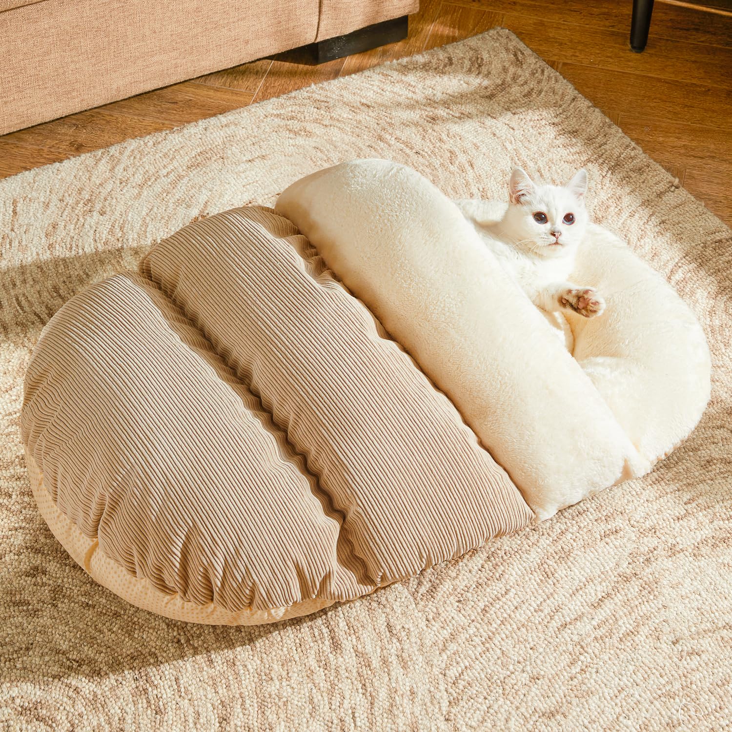Romaneco Cat Bed - Pet Slipper Cave Bed for Indoor Cats and Small Dogs, Self Warming, Cozy & Soft Plush, Anti-Slip & Durable, Wa