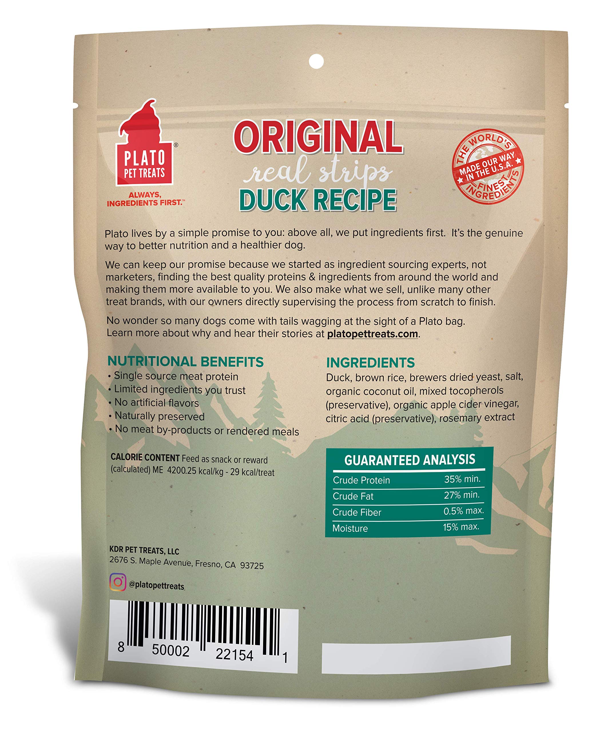 Plato Dog Strips Duck 18Oz