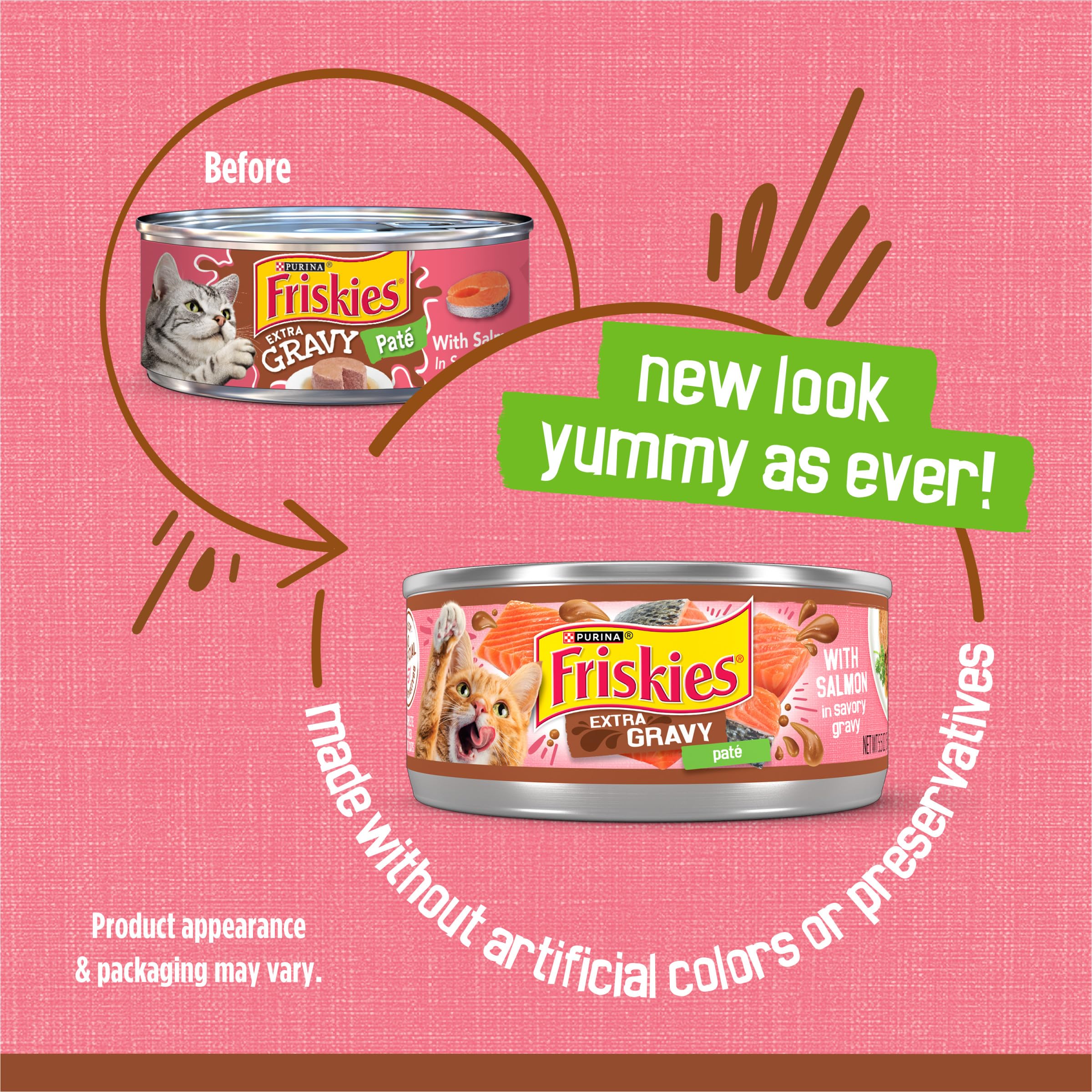 Purina Friskies Wet Cat Food Extra Gravy Pate With Salmon in Savory Gravy - (Pack of 24) 5.5 oz. Cans