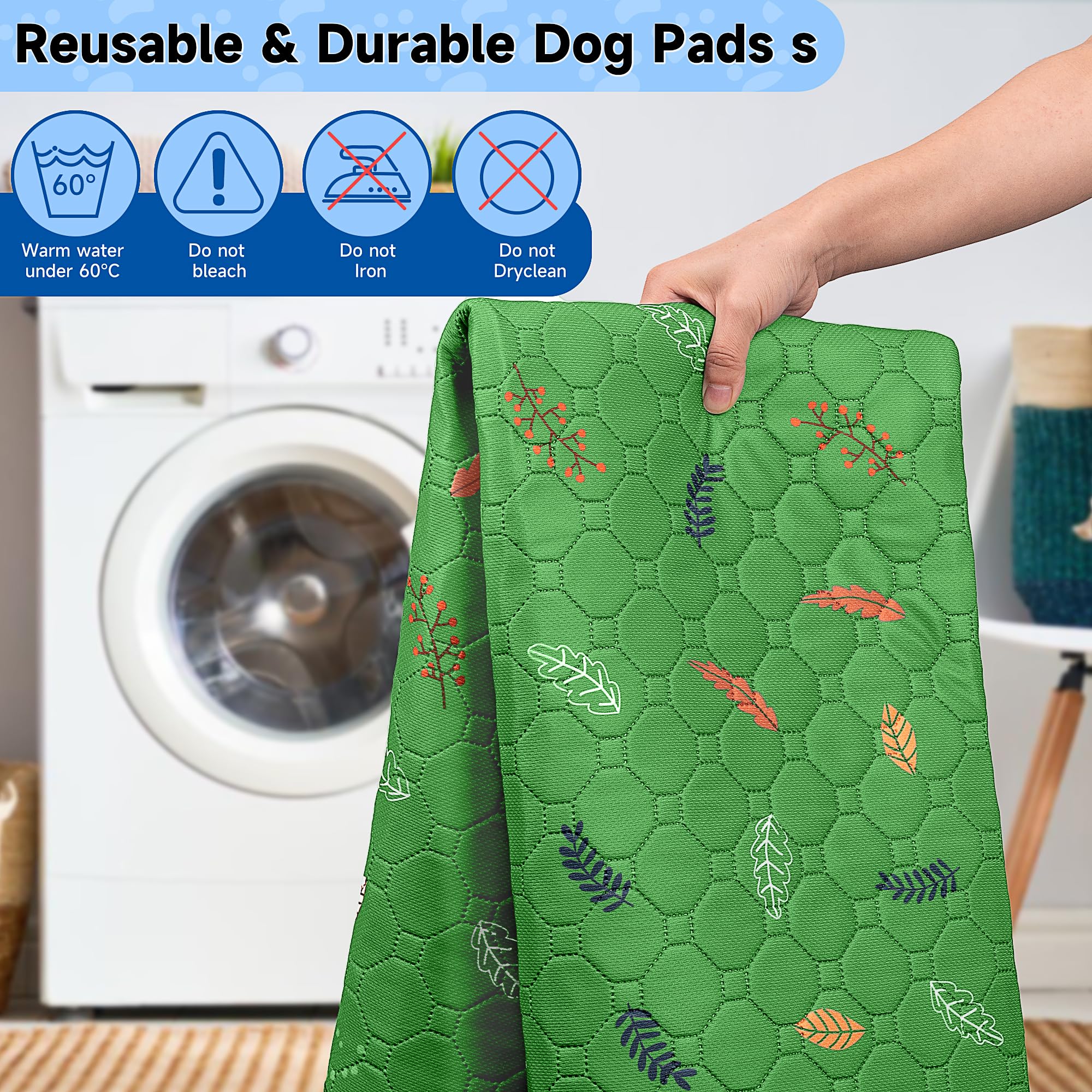 Sunheir 2-Pack Extra Large Reusable Dog Mat For Floor, Dog Playpen, Non-Slip Waterproof Super Absorbent Washable Pee Pads For Do