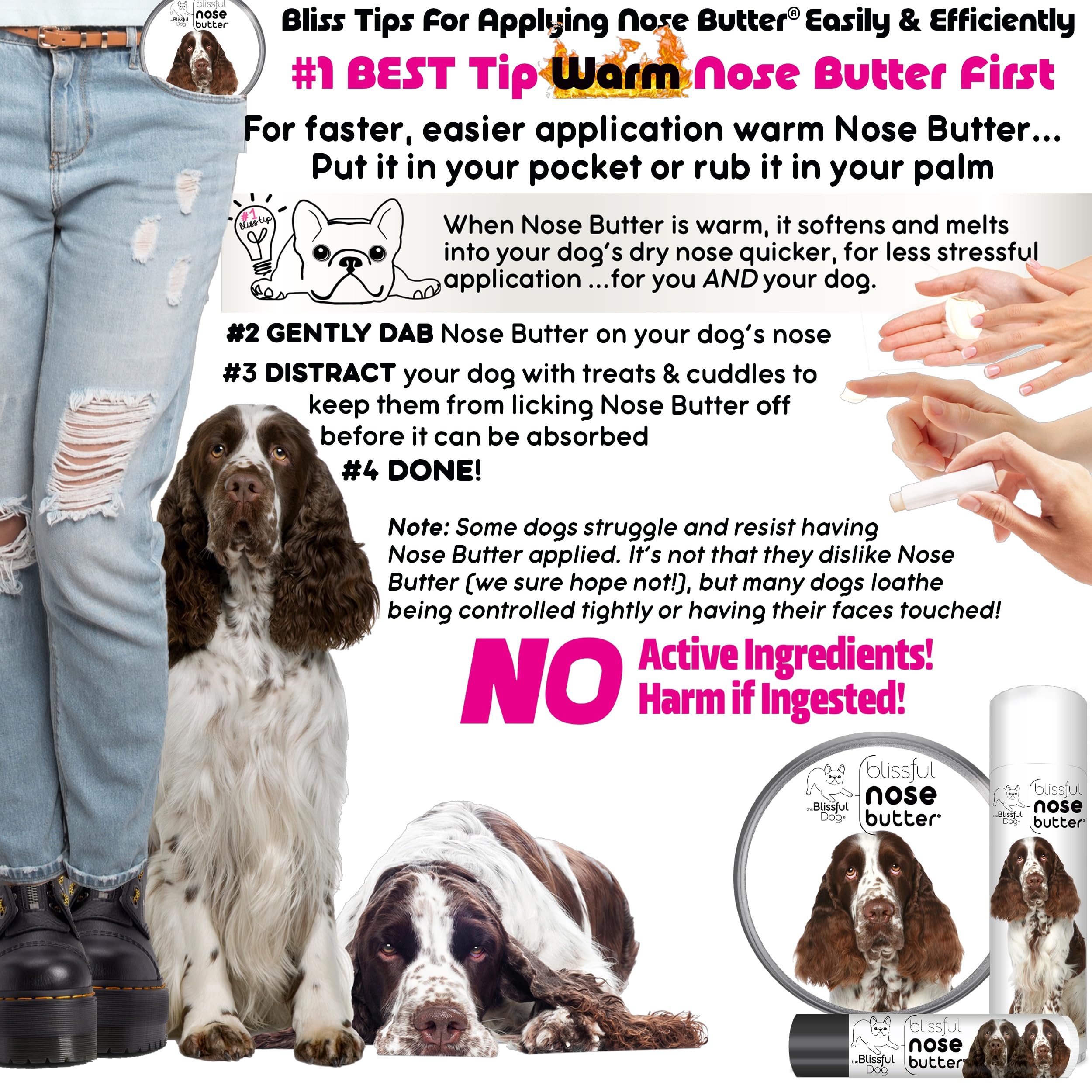 The Blissful Dog Springer Spaniel Unscented Nose Butter - Dog Nose Butter, 0.50 Ounce