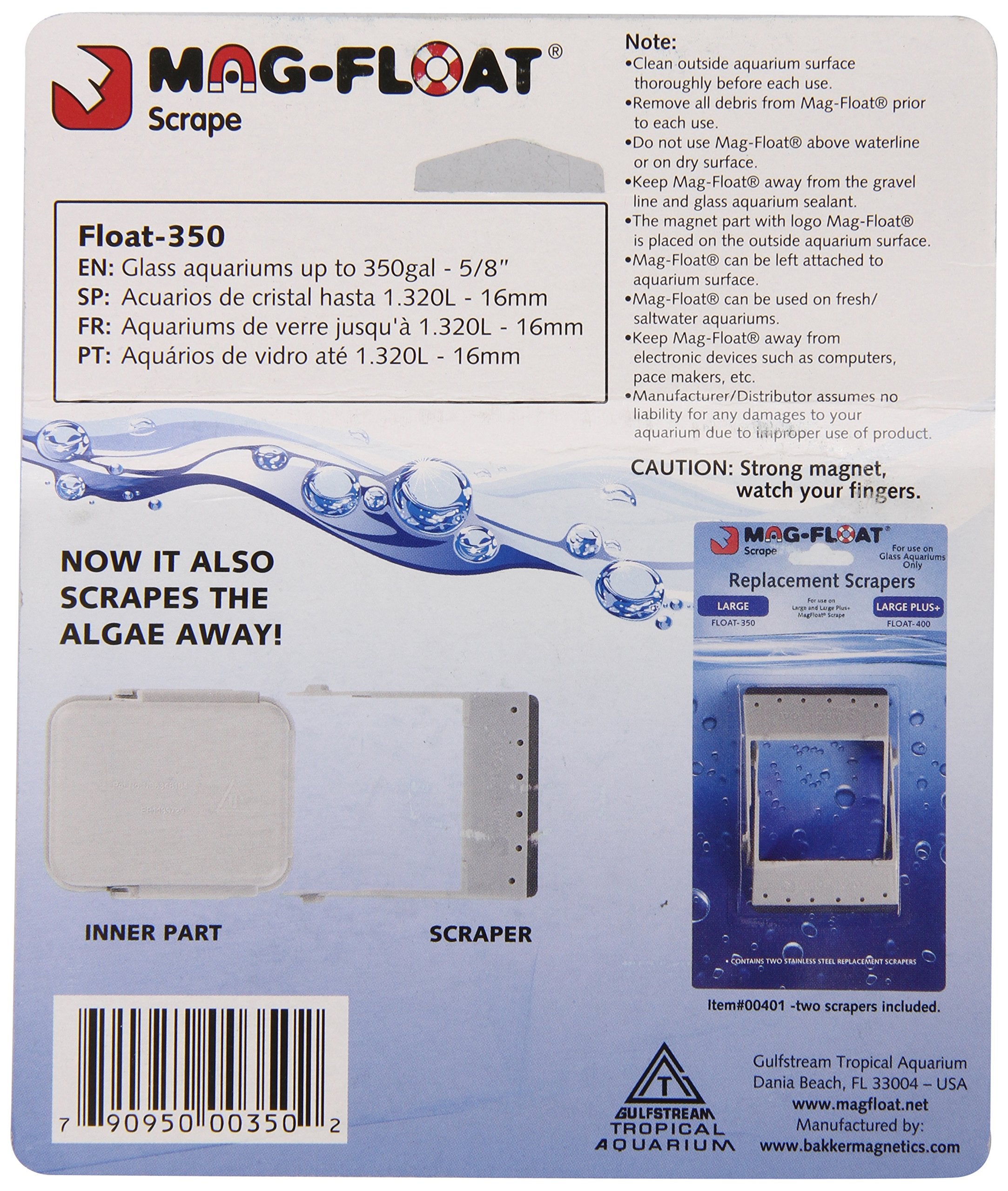 Gulfstream Tropical Mag-Float Glass Aquarium Cleaner, Large, Plastic, Black/Gray, Model 909033