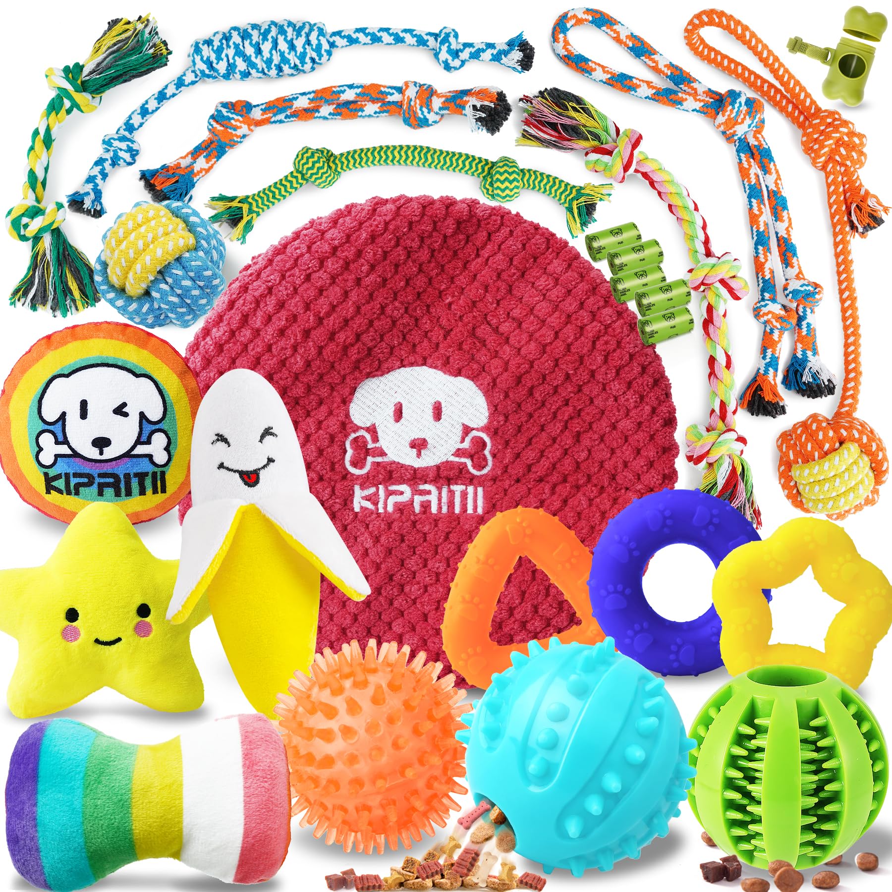 Kipritii Puppy Toys For Dog Teething-25 Pack Assorted Puppy Dog Chew Toys For Boredom With Rope Toys, Dog Treat Balls & Dog Toy For Puppy And Small Dogs