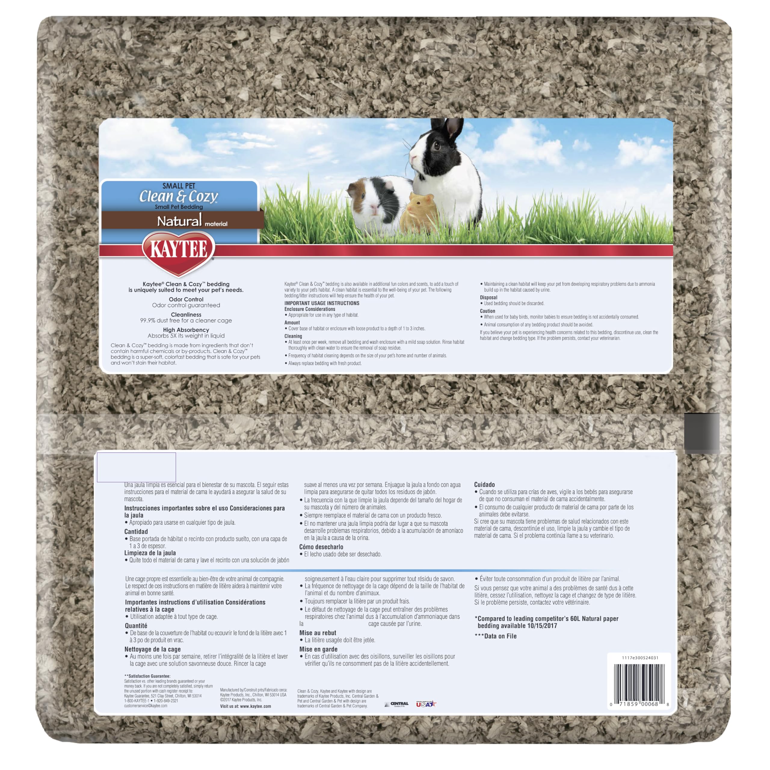Kaytee Clean & Cozy Natural Paper Bedding, Made for Small Animals, 72 Liters