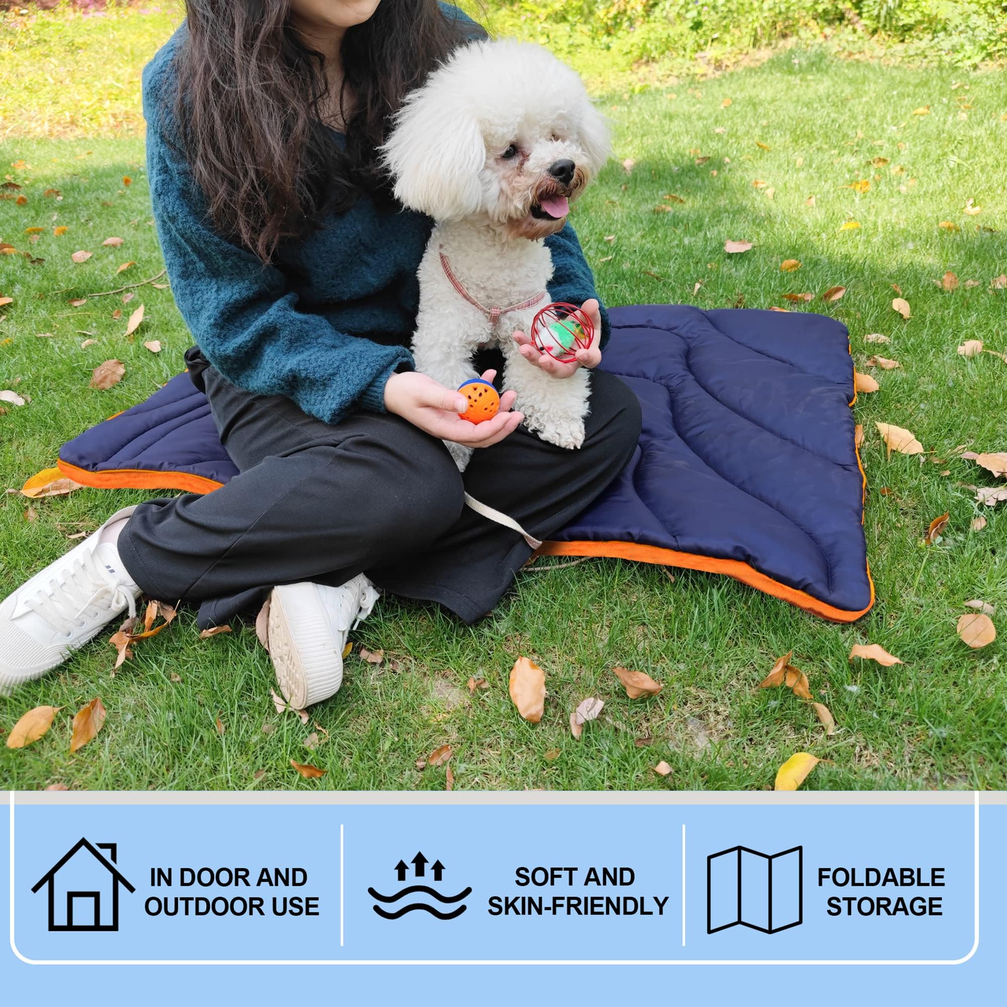 Geerduo Outdoor Dog Mat, Portable, Waterproof, Washable, Large Size Roll Up Travel Camping Pet Bed (Large)