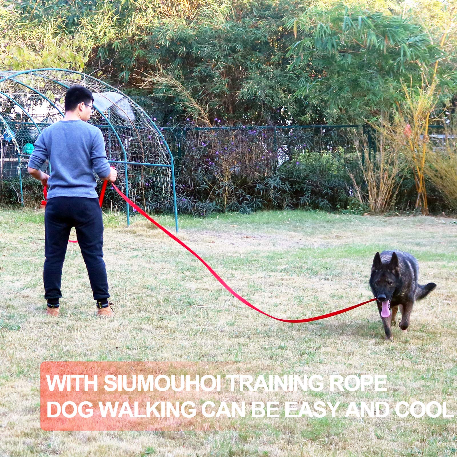 Siumouhoi Dog/Puppy Obedience Recall Training Agility Lead - 15Ft 20Ft 30Ft 40Ft 50Ft Training Leash - Great For Play, Camping, Or Backyard - Black 15Ft (15Feet, Black)